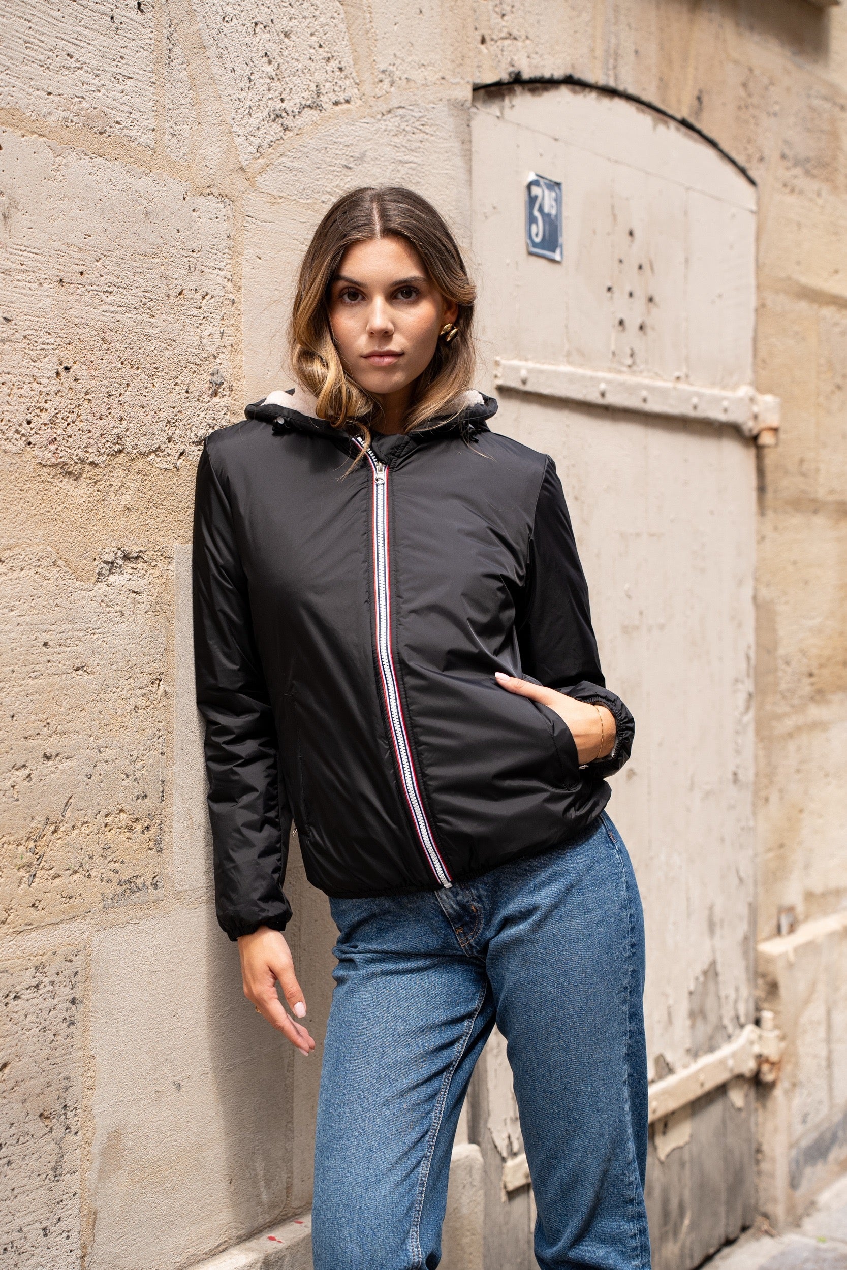 PRÉCOMMANDE (Expédition 26/11) - Parka Imperméable LOUISE COURT sherpa - Noir - LAURA JO