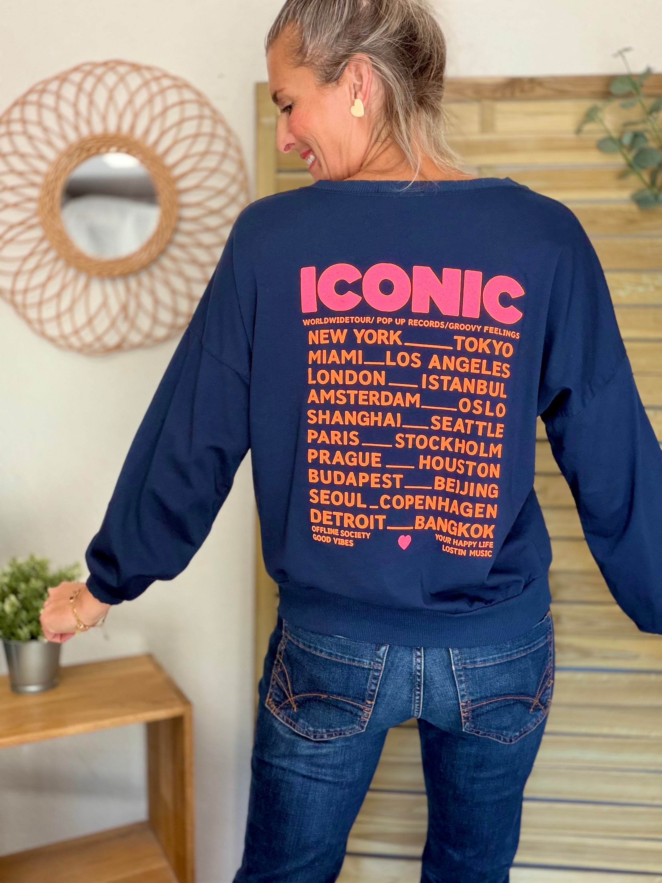 Sweat ICONIC léger 100% coton FAUSTINE Bleu marine (taille 36 à 46)