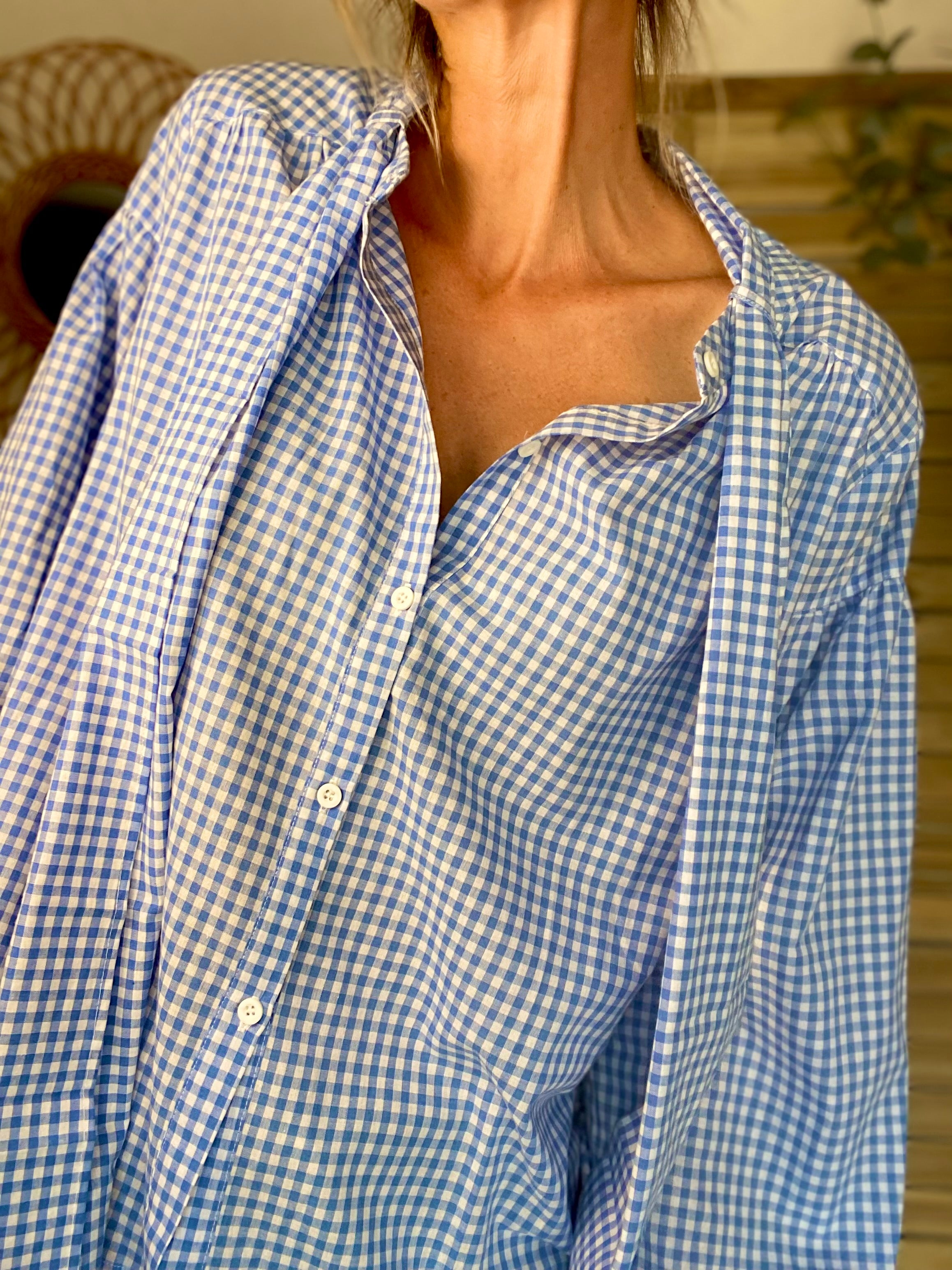 ⚡️ PÉPITES FRIDAY - Chemise Vichy bleu col Lavallière - EVELYN