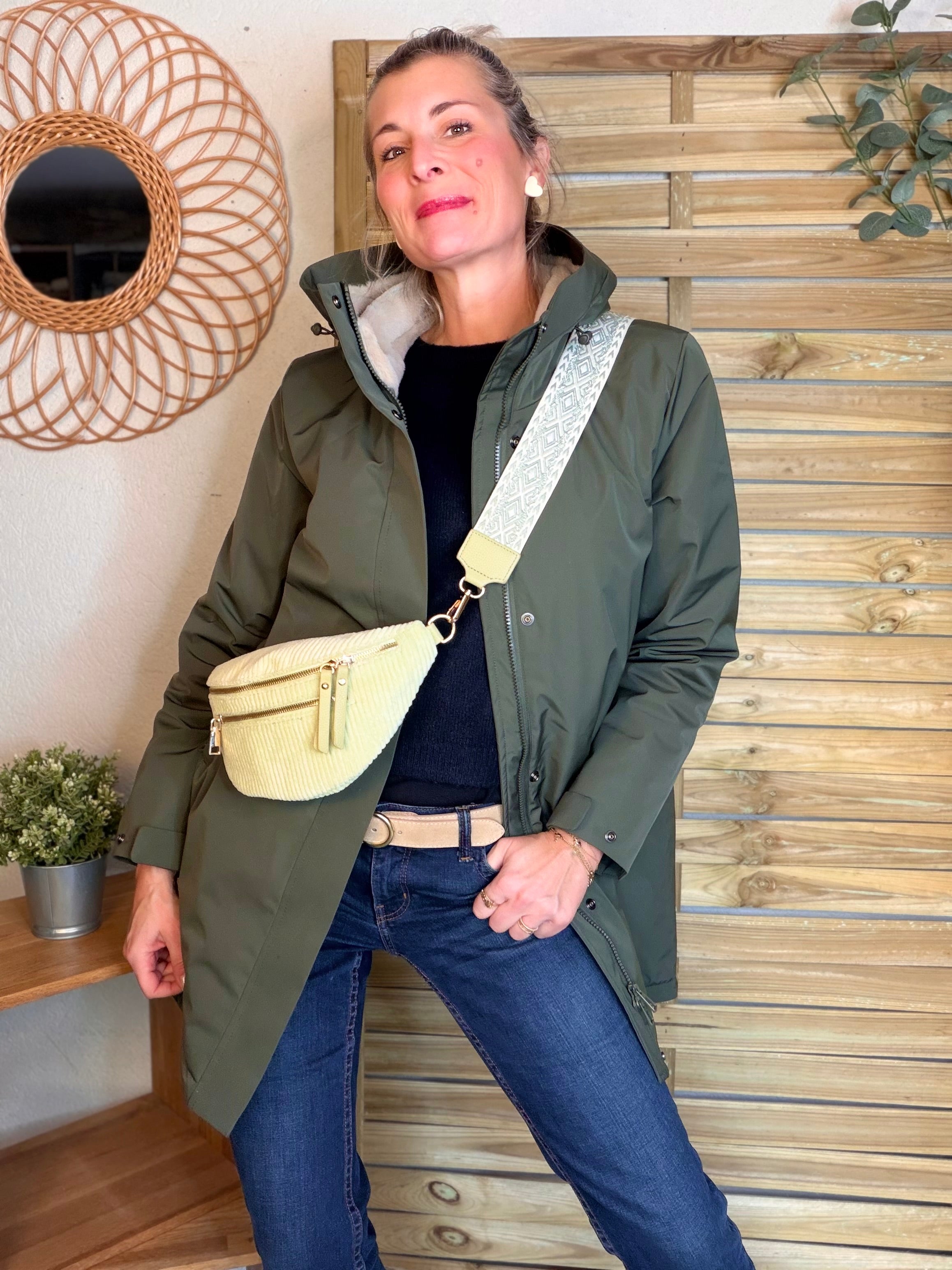 Parka fourrée imperméable AMBRE - Kaki / Beige - LAURA JO