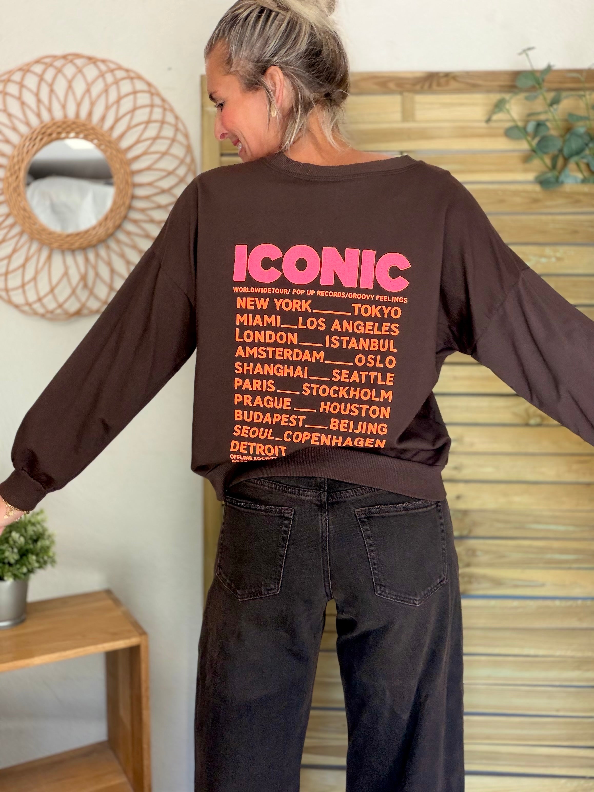 Sweat ICONIC léger 100% coton FAUSTINE Chocolat (taille 36 à 46)
