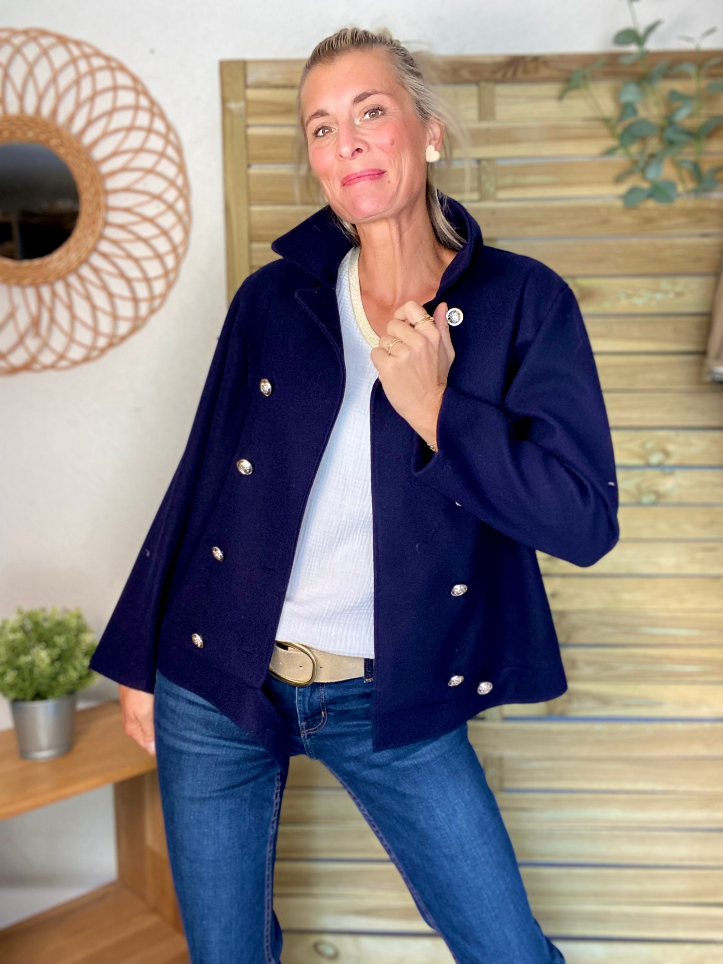 ⚠️ PRÉCOMMANDE (Expédition à partir du 01/10) - Veste caban légère JACK - Bleu marine