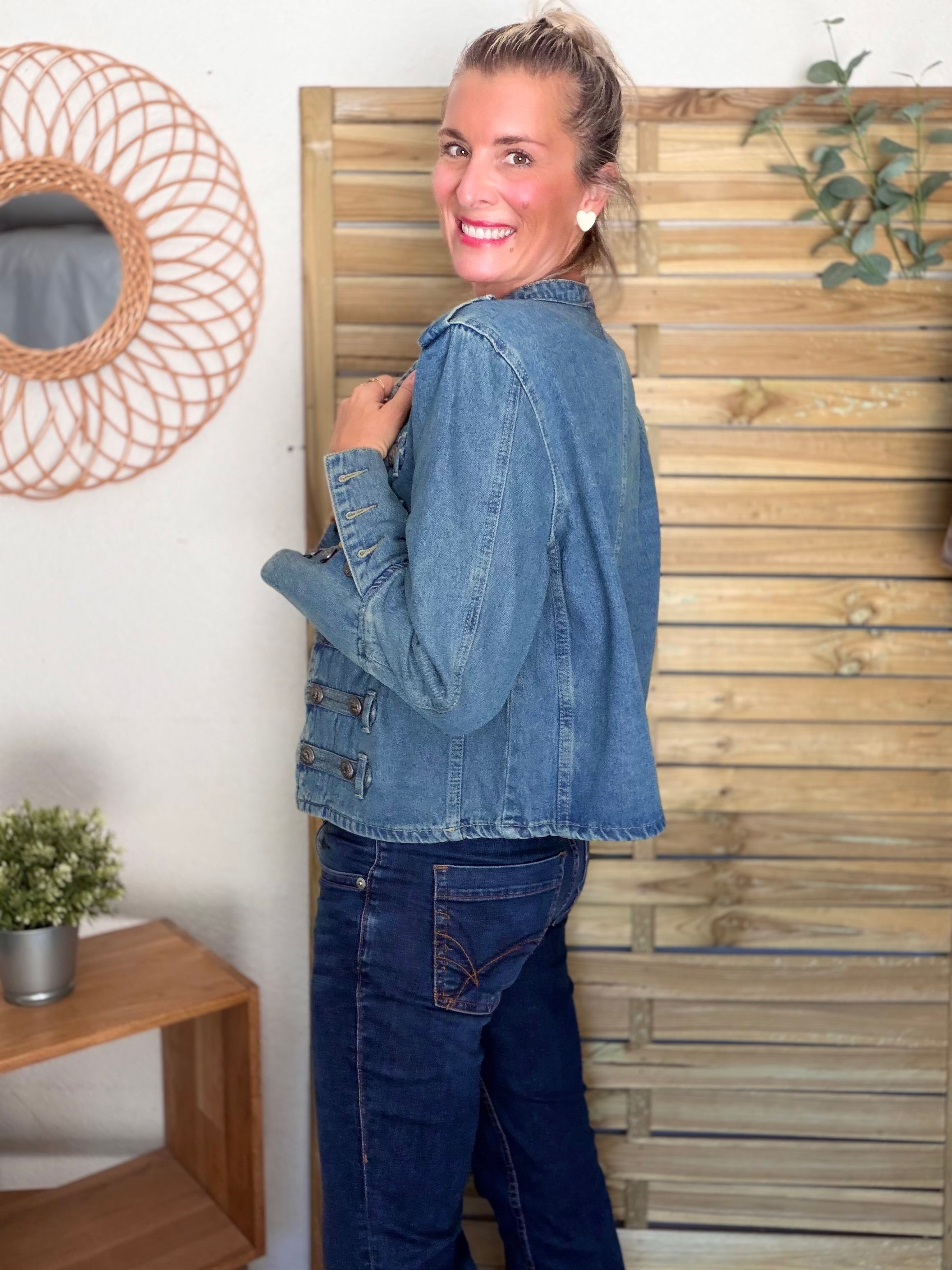 Veste courte en jean NAPOLÉON - Bleu Jean