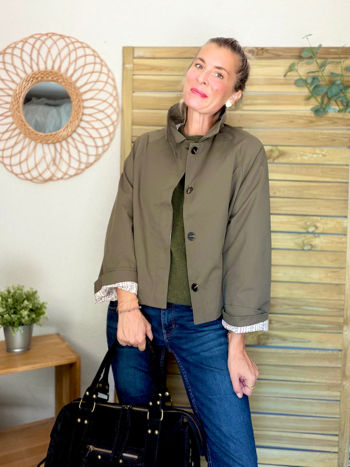 Veste Trench avec Liberty - MADELEINE Kaki