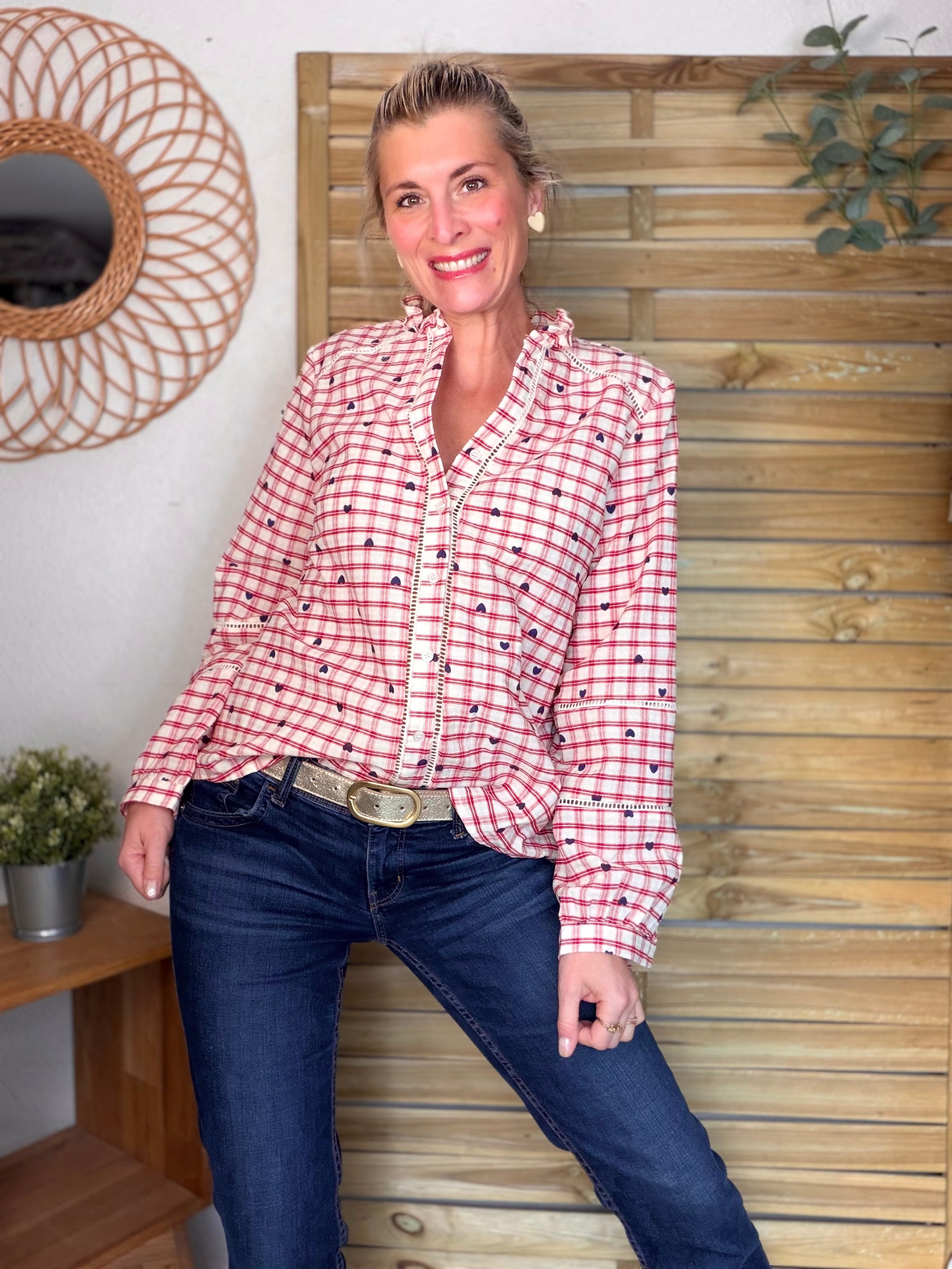 ⚡️ARRIVAGE - Blouse à carreaux et cœurs 💙 LYA rouge
