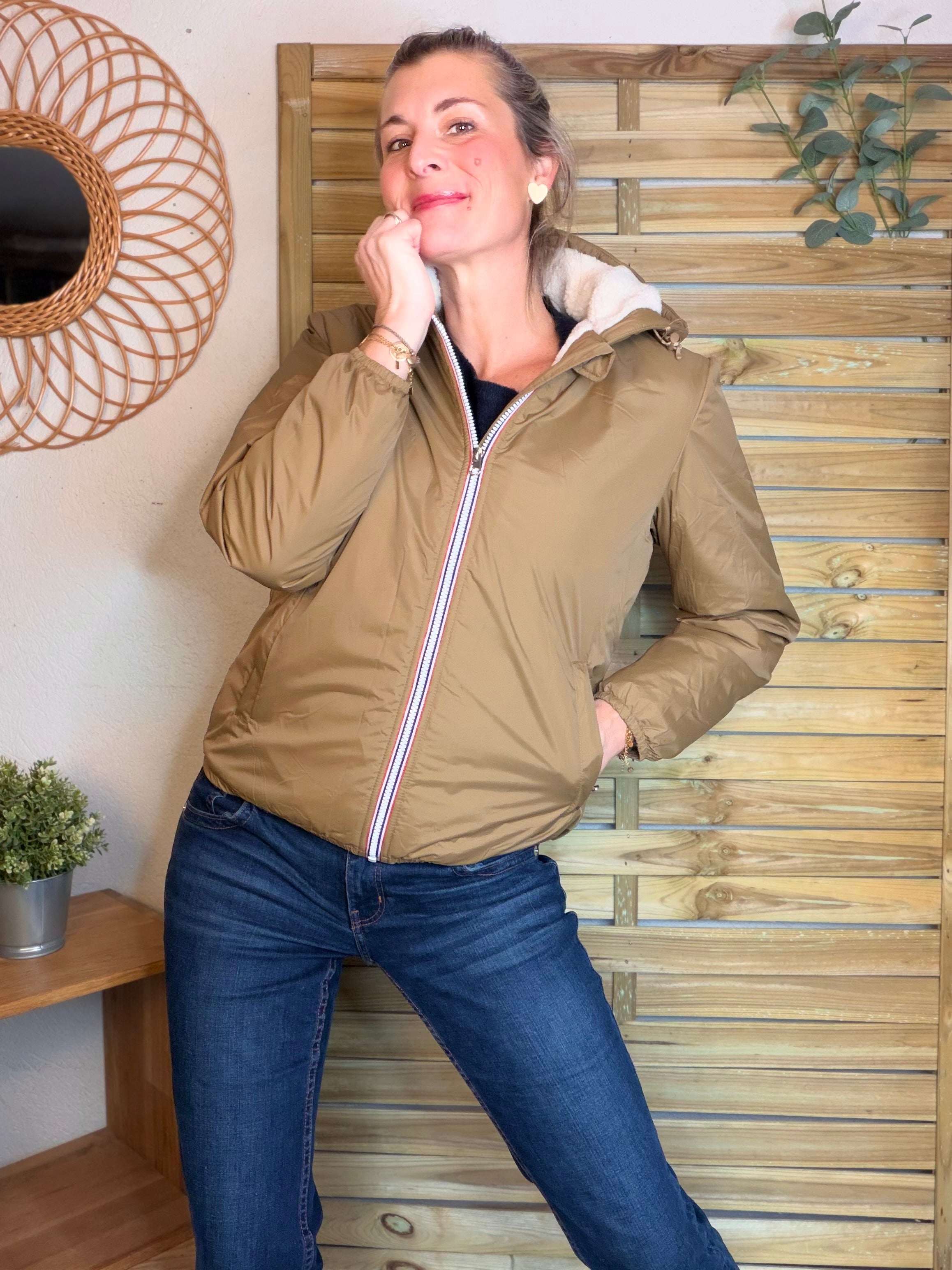 Parka Imperméable LOUISE COURT sherpa - Camel - LAURA JO