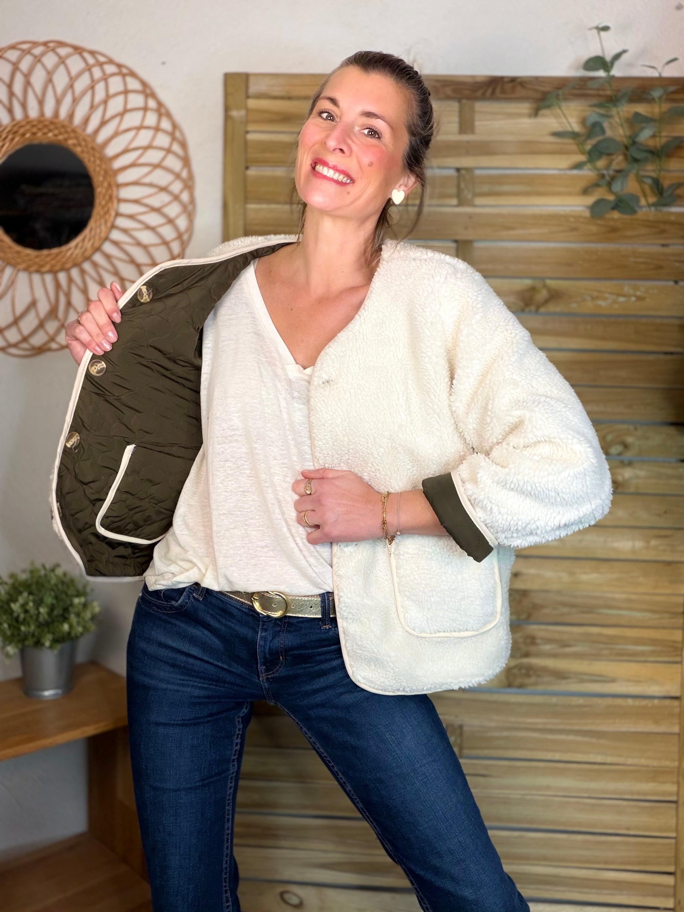 ⚡️ ARRIVAGE - Veste matelassée réversible Sherpa NOÉMIE Kaki