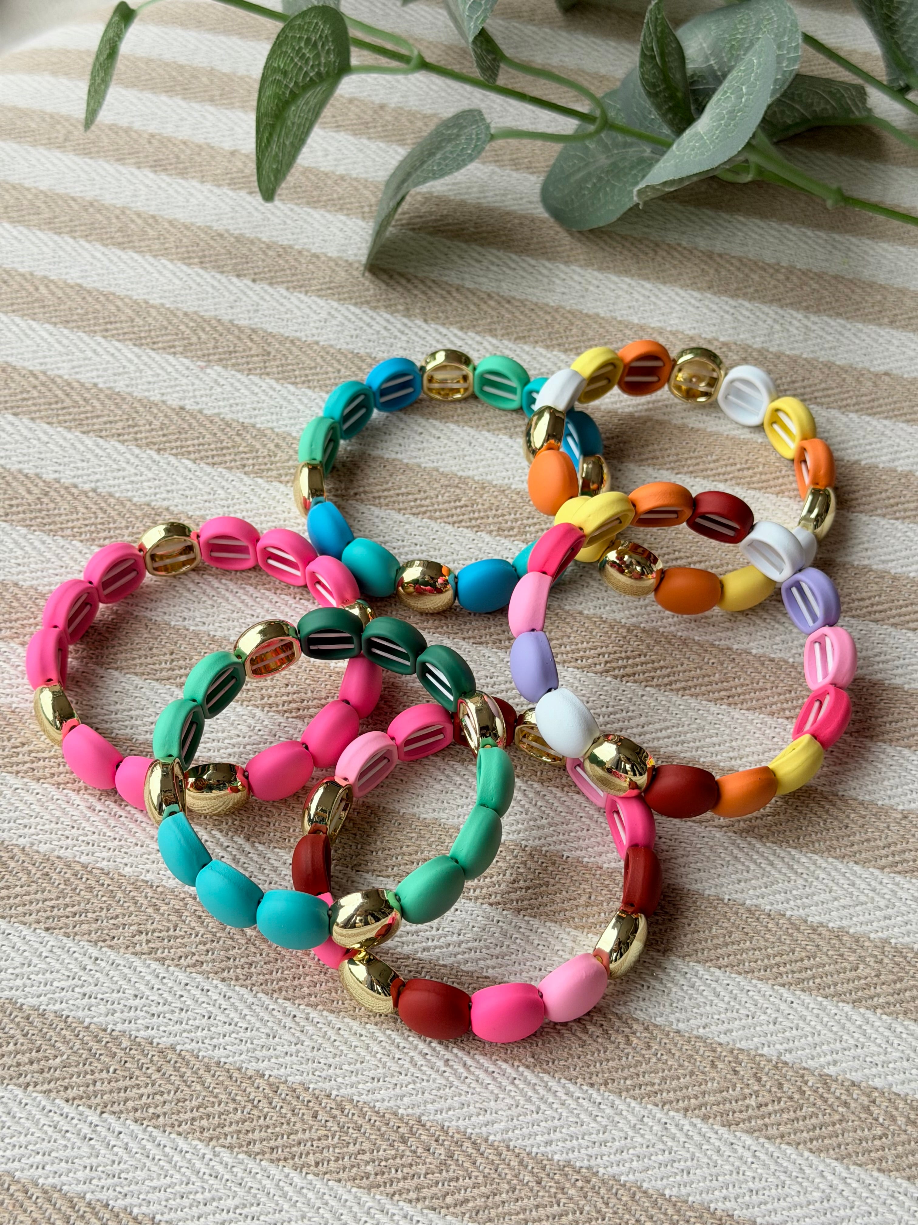 Bracelet élastiqué perles plates NINA