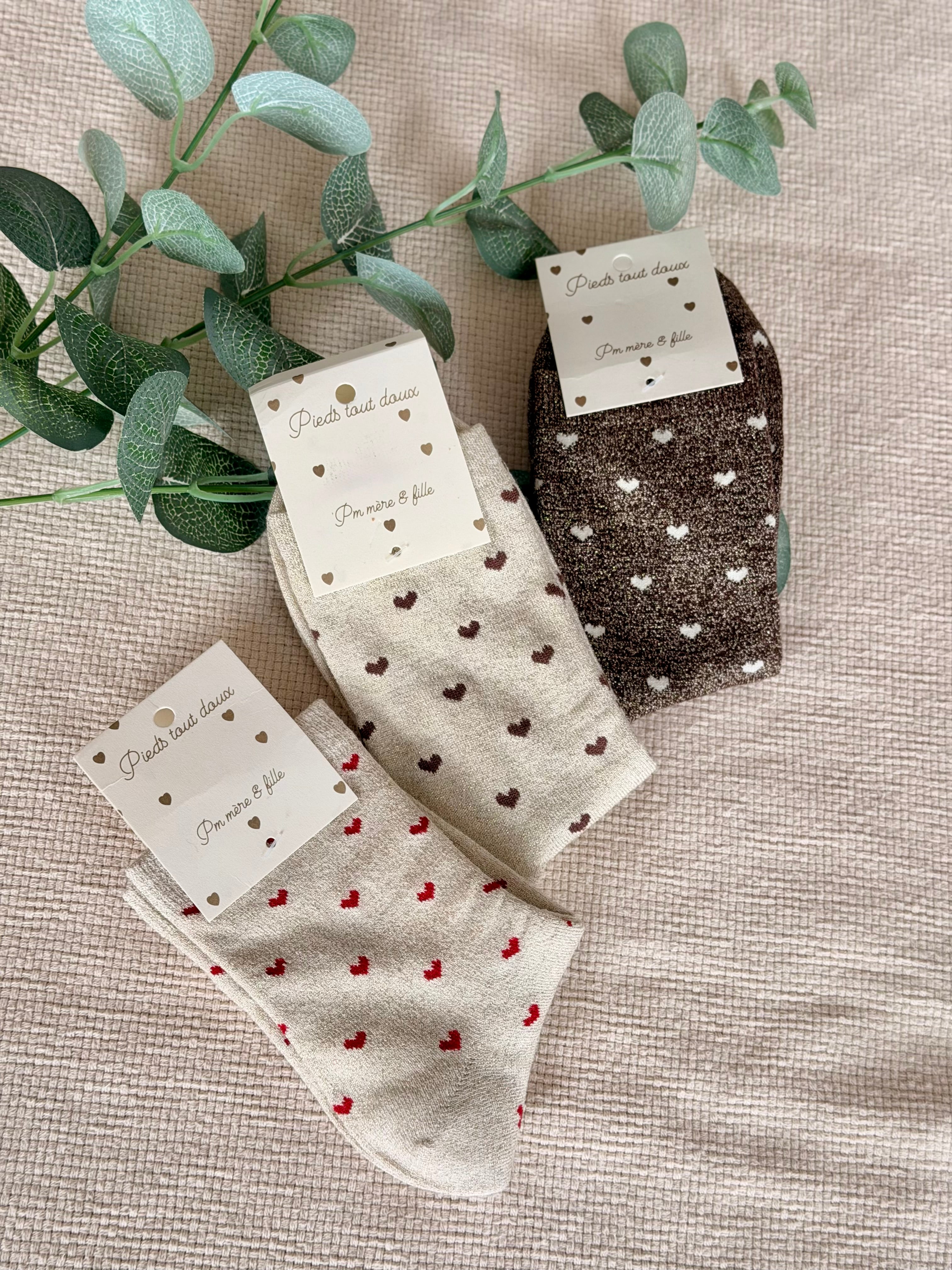 Chaussettes scintillantes glitter ZAHO - Petits coeurs ❤️🤎