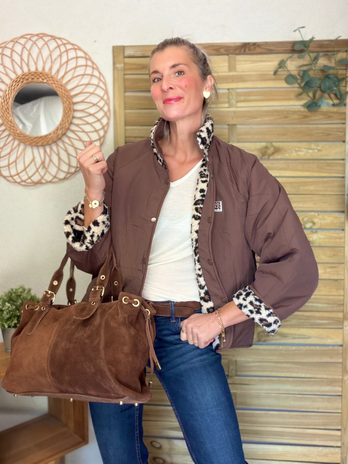 Veste matelassée réversible Sherpa AMÉLIE Choco / Léo
