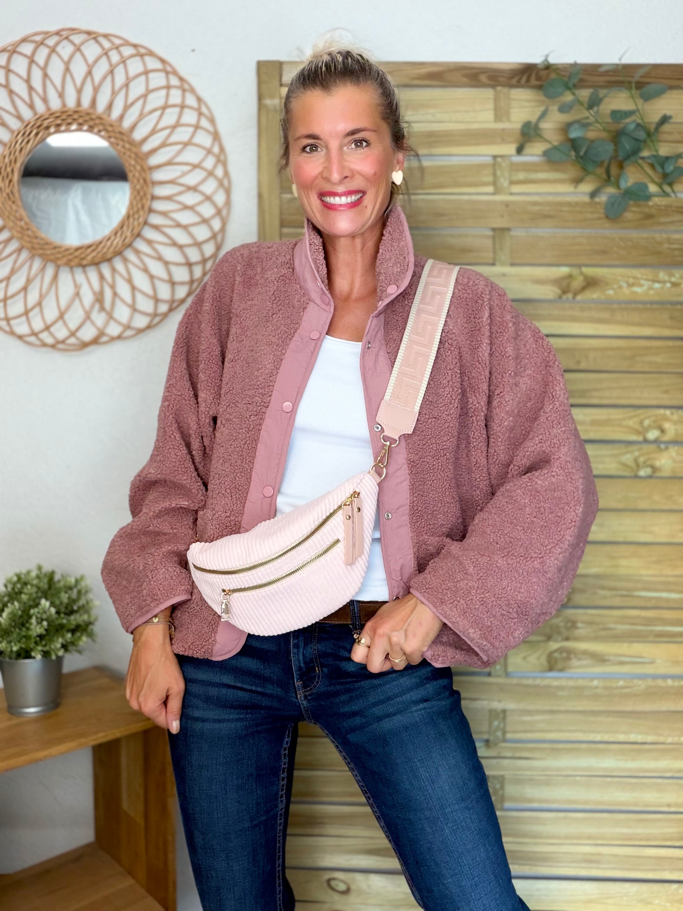 Veste matelassée réversible Sherpa AMÉLIE Vieux rose