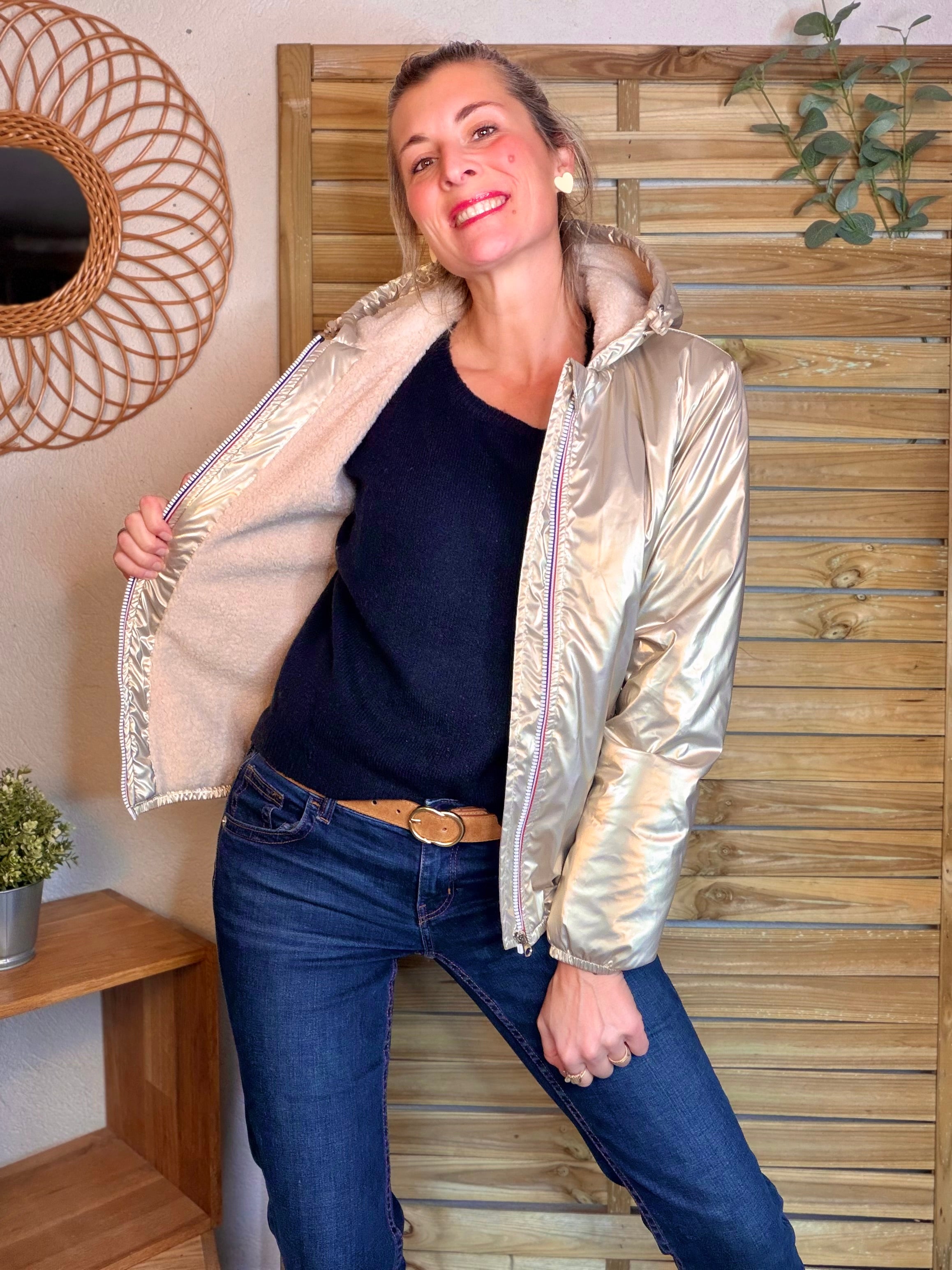 Parka Imperméable LOUISE COURT sherpa - Doré - LAURA JO (DÉSTOCKAGE sur Taille L)