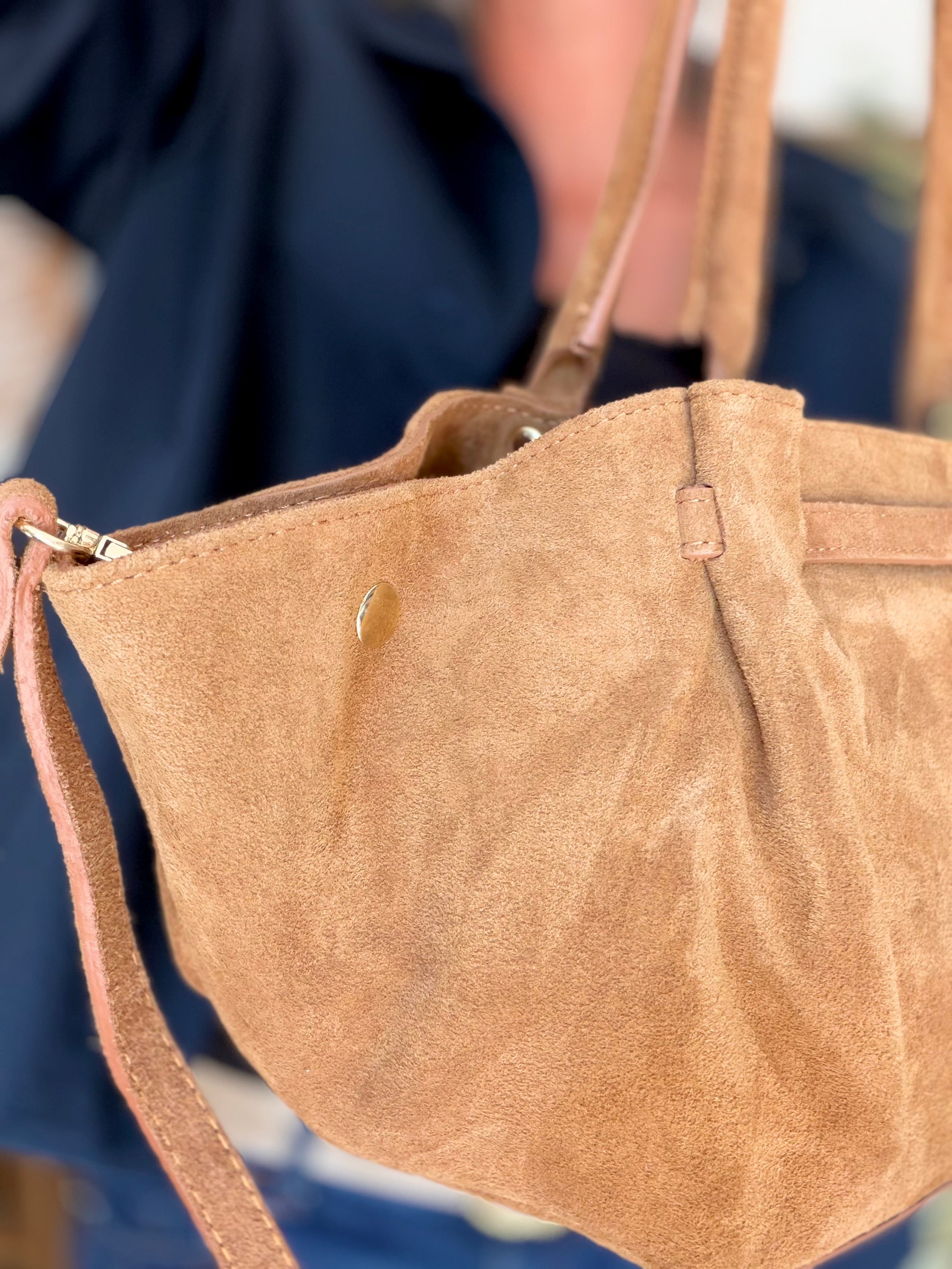 Sac cabas en cuir daim HANA - Camel