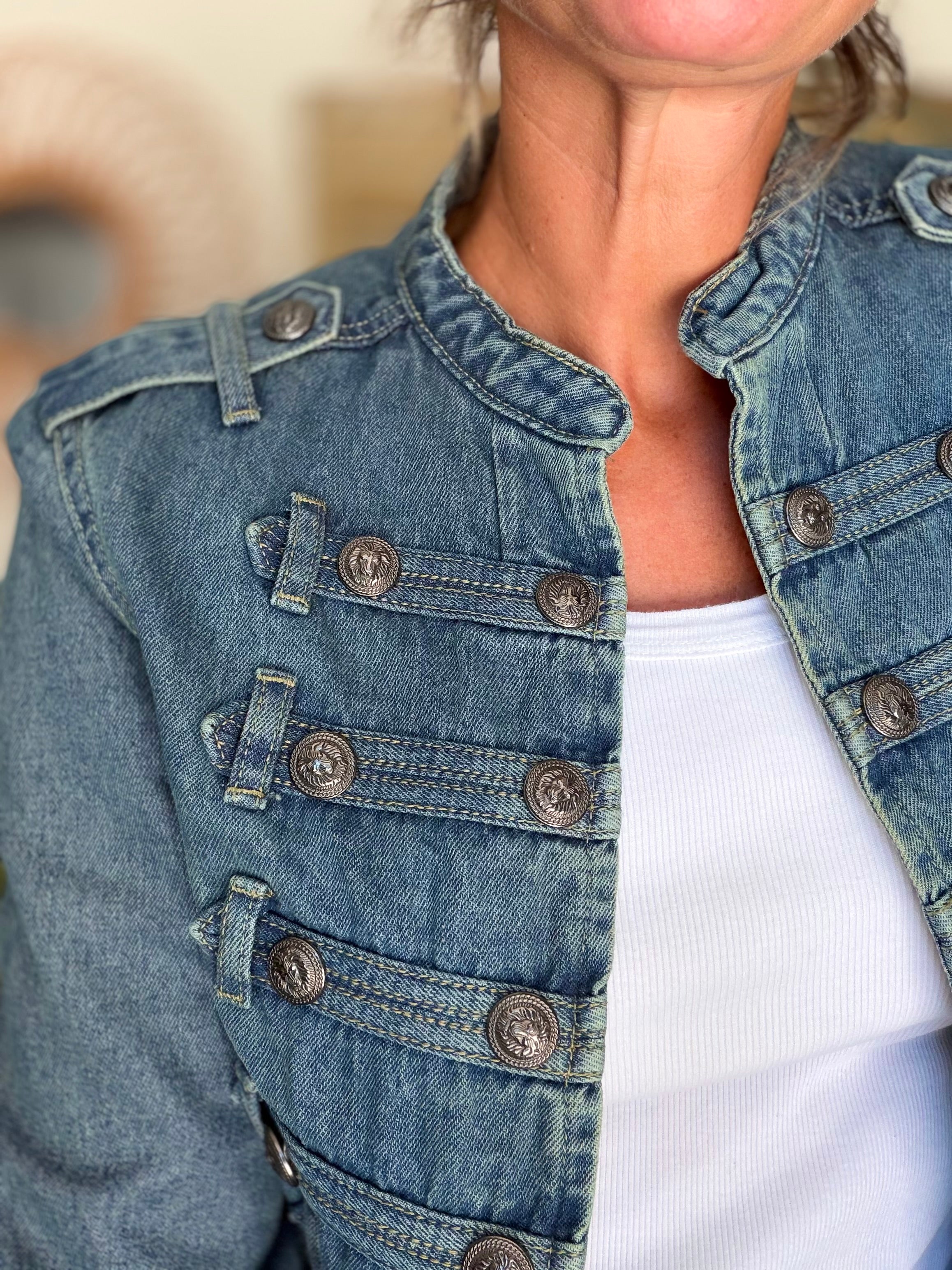 Veste courte en jean NAPOLÉON - Bleu Jean