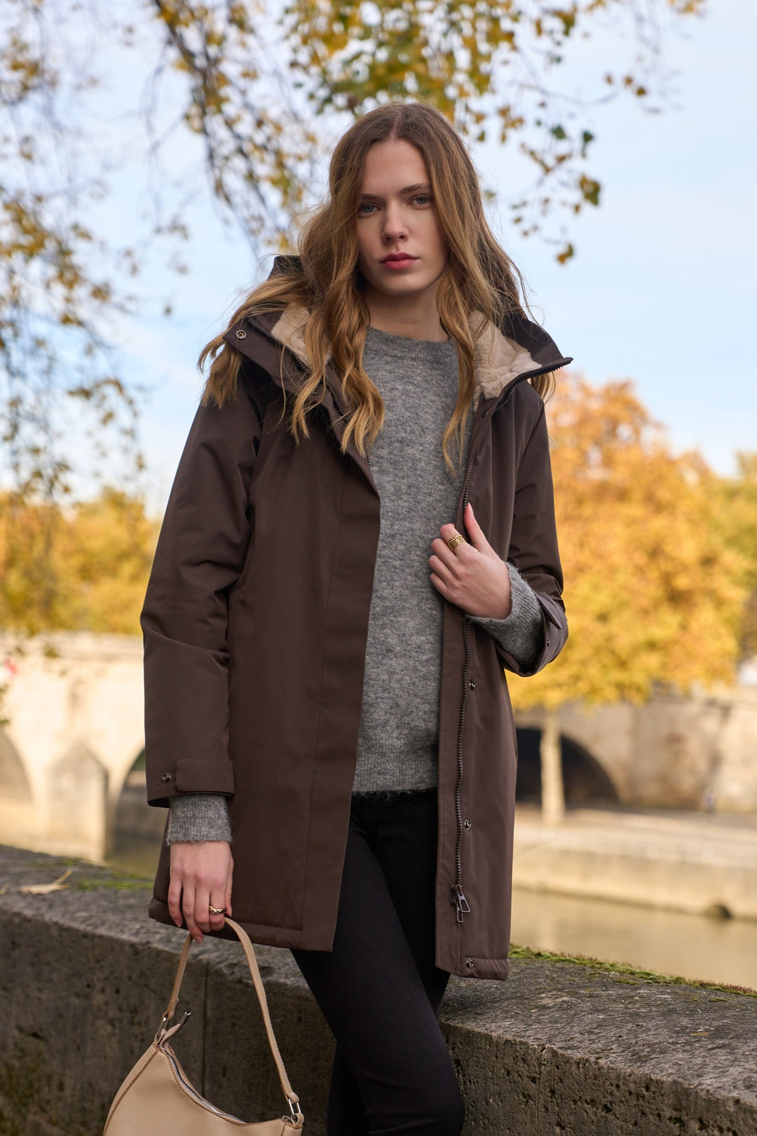 Parka fourrée imperméable AMBRE - Chocolat / Beige - LAURA JO