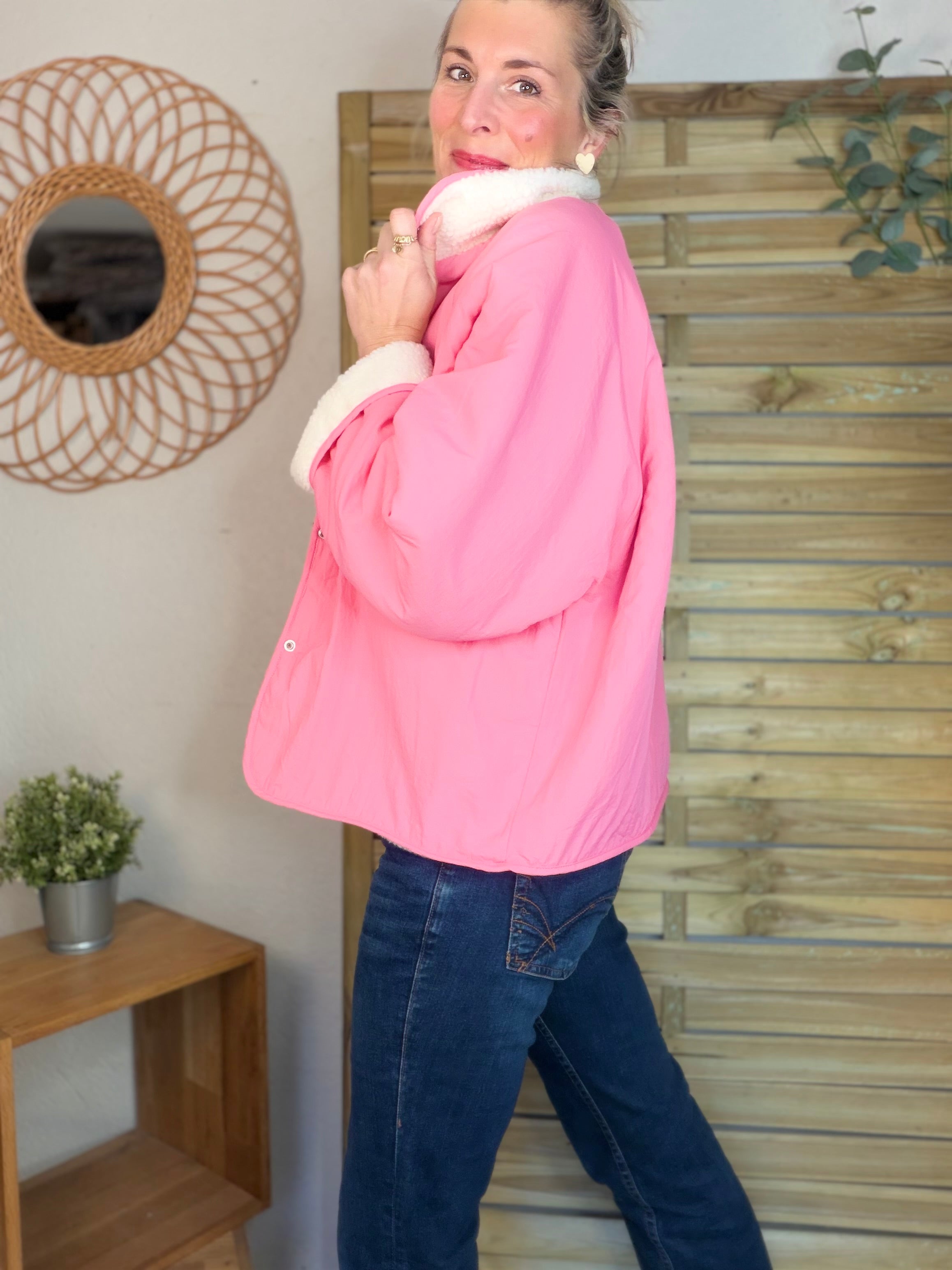 Veste matelassée réversible Sherpa AMÉLIE Rose