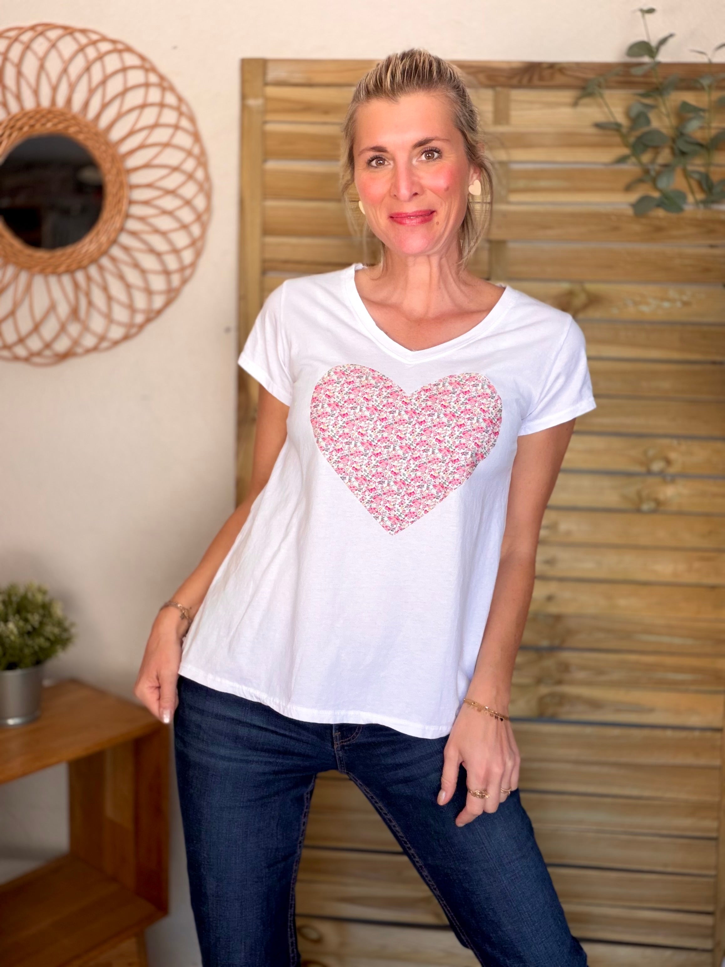 Tee shirt Gros Coeur Liberty rose VERA 🩷