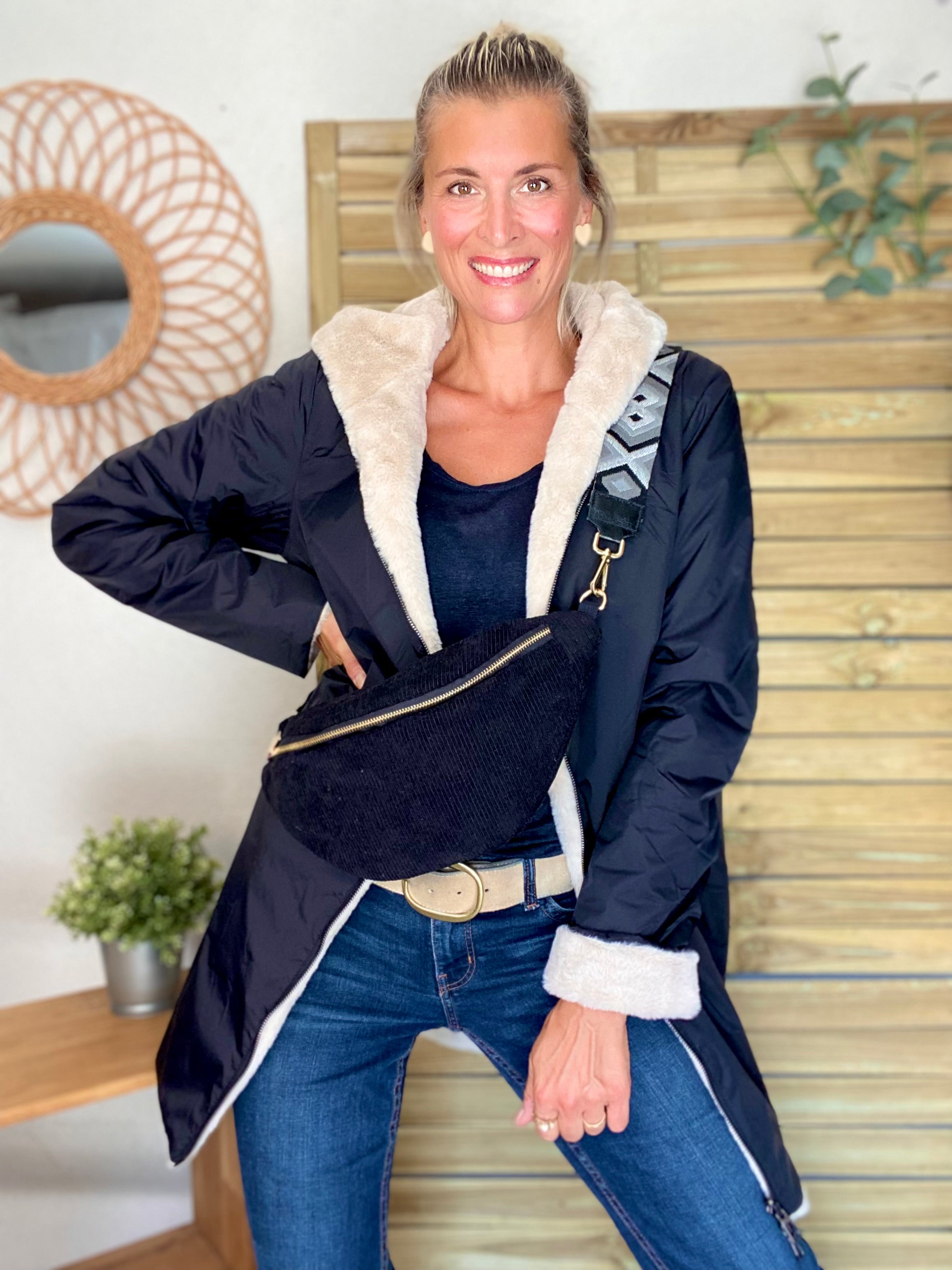Parka Imperméable réversible fourrée Noir / Beige ALIX - LAURA JO