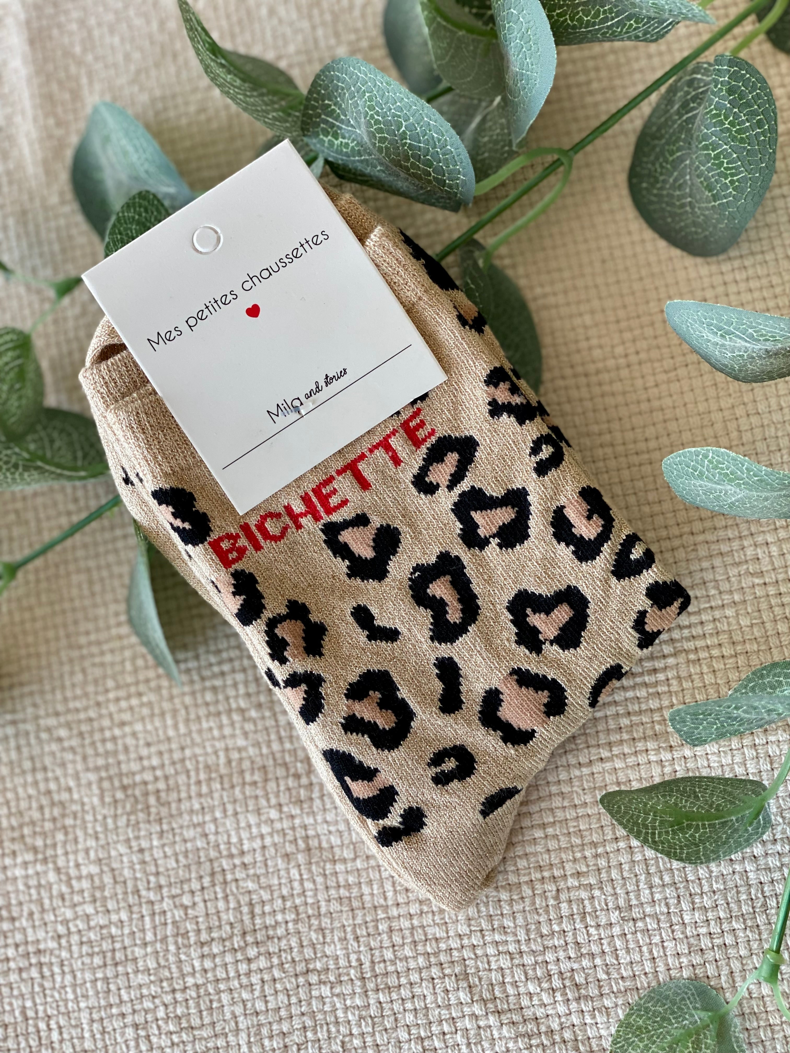 Chaussettes ZORA - Léo beige 🐆