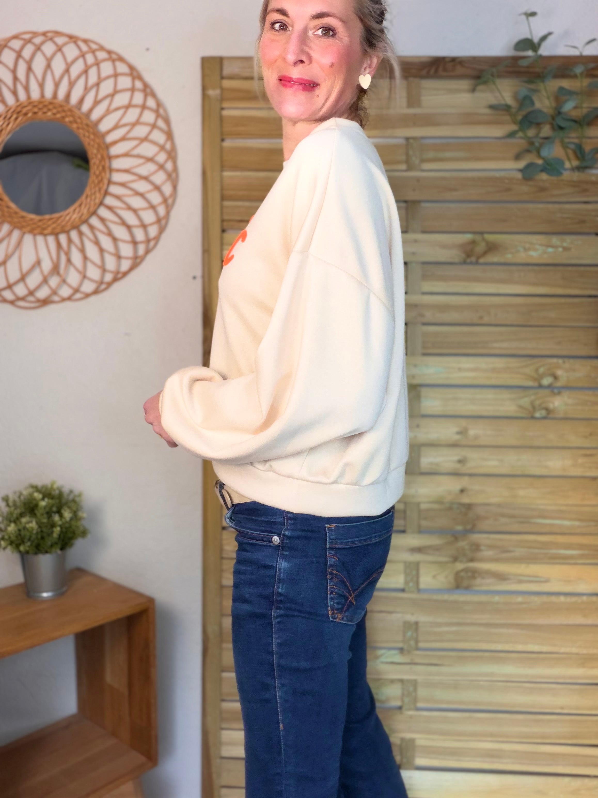 Sweat doux Iconic  - LAURINE Beige/Orange