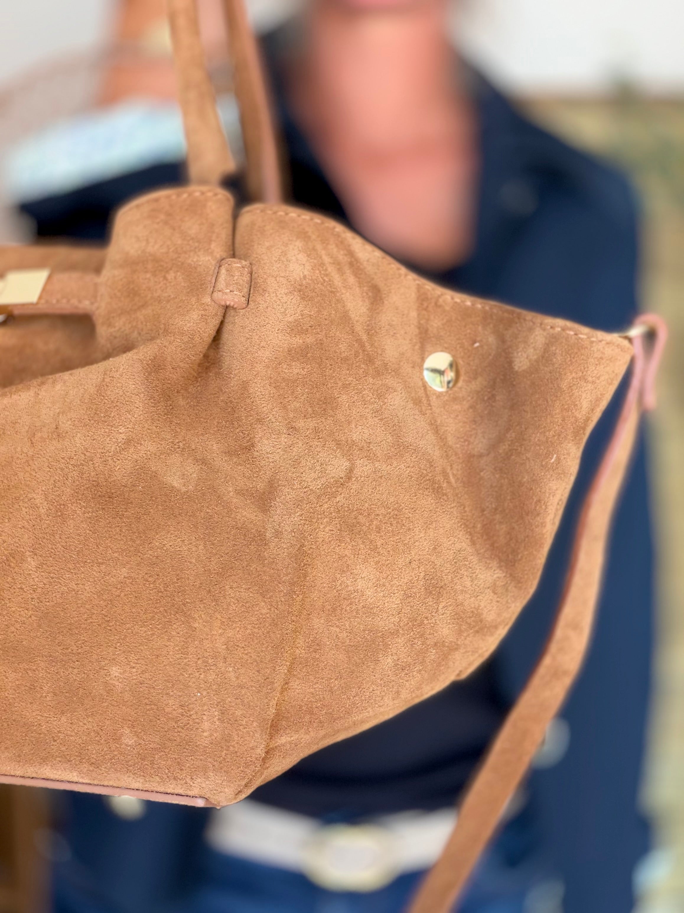 Sac cabas en cuir daim HANA - Camel