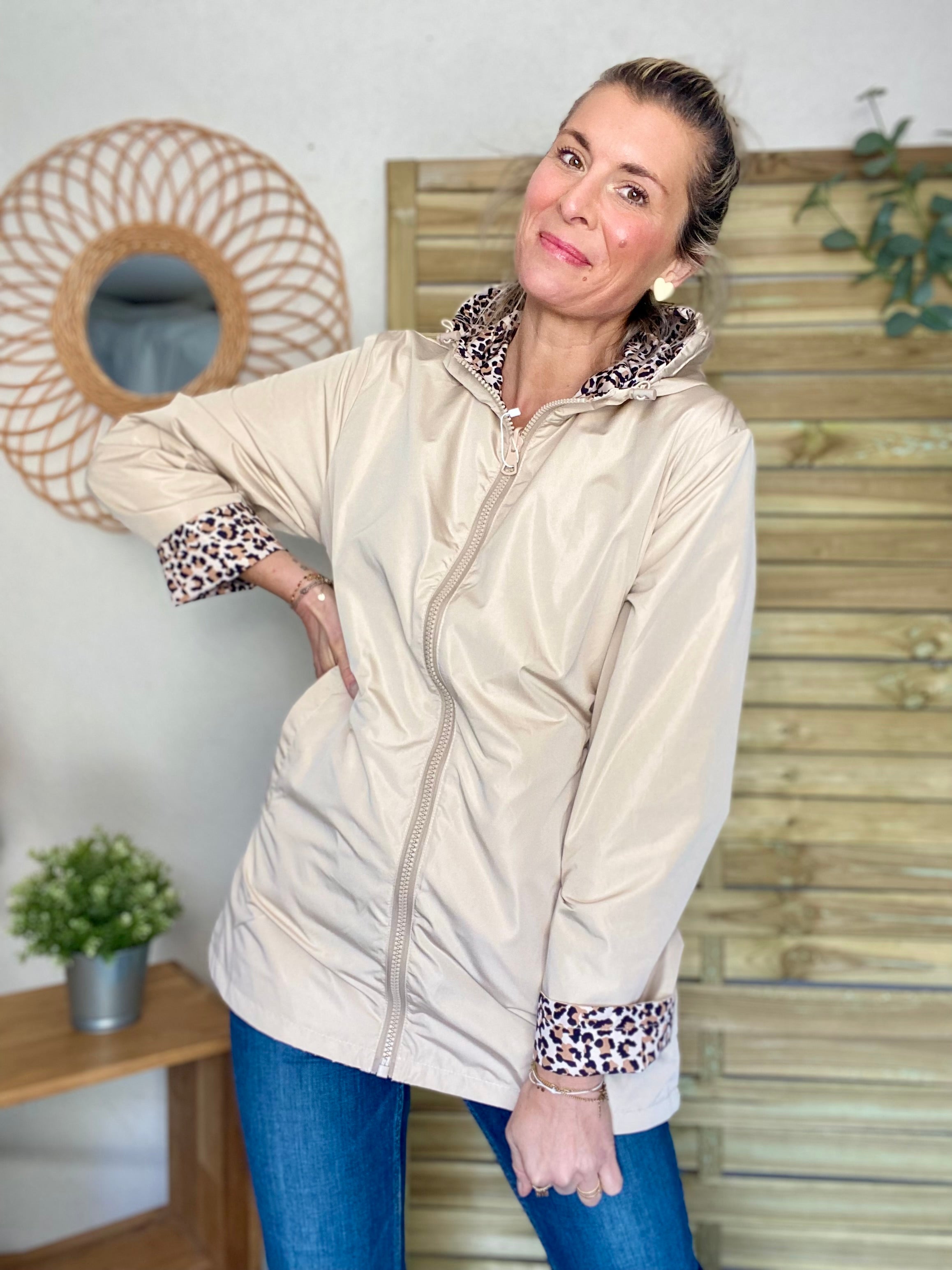 Imperméable réversible mi-long ALICE - Léo 🐆 / Beige