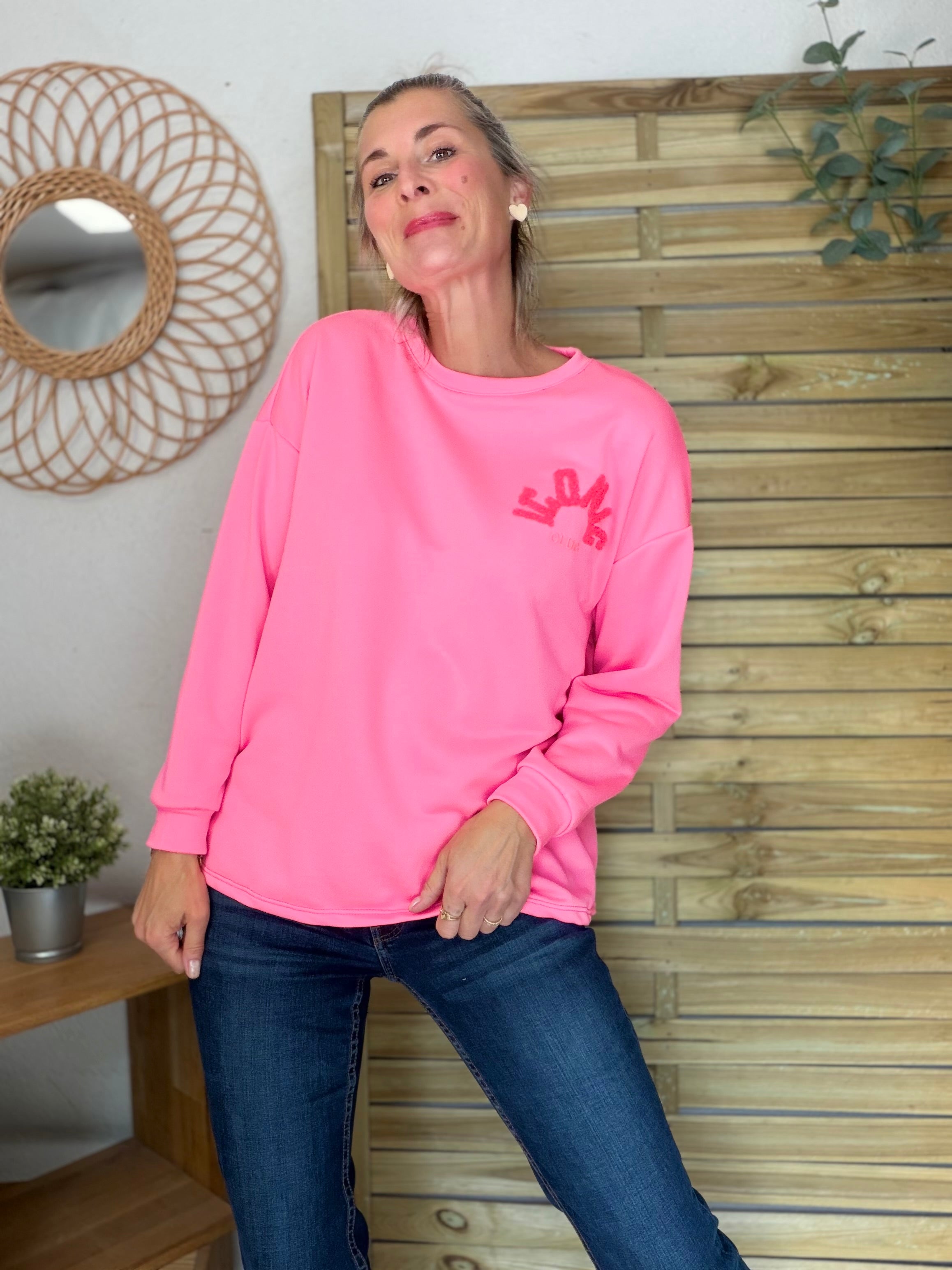 Sweat ICONIC multicolore - NORA Rose fuschia