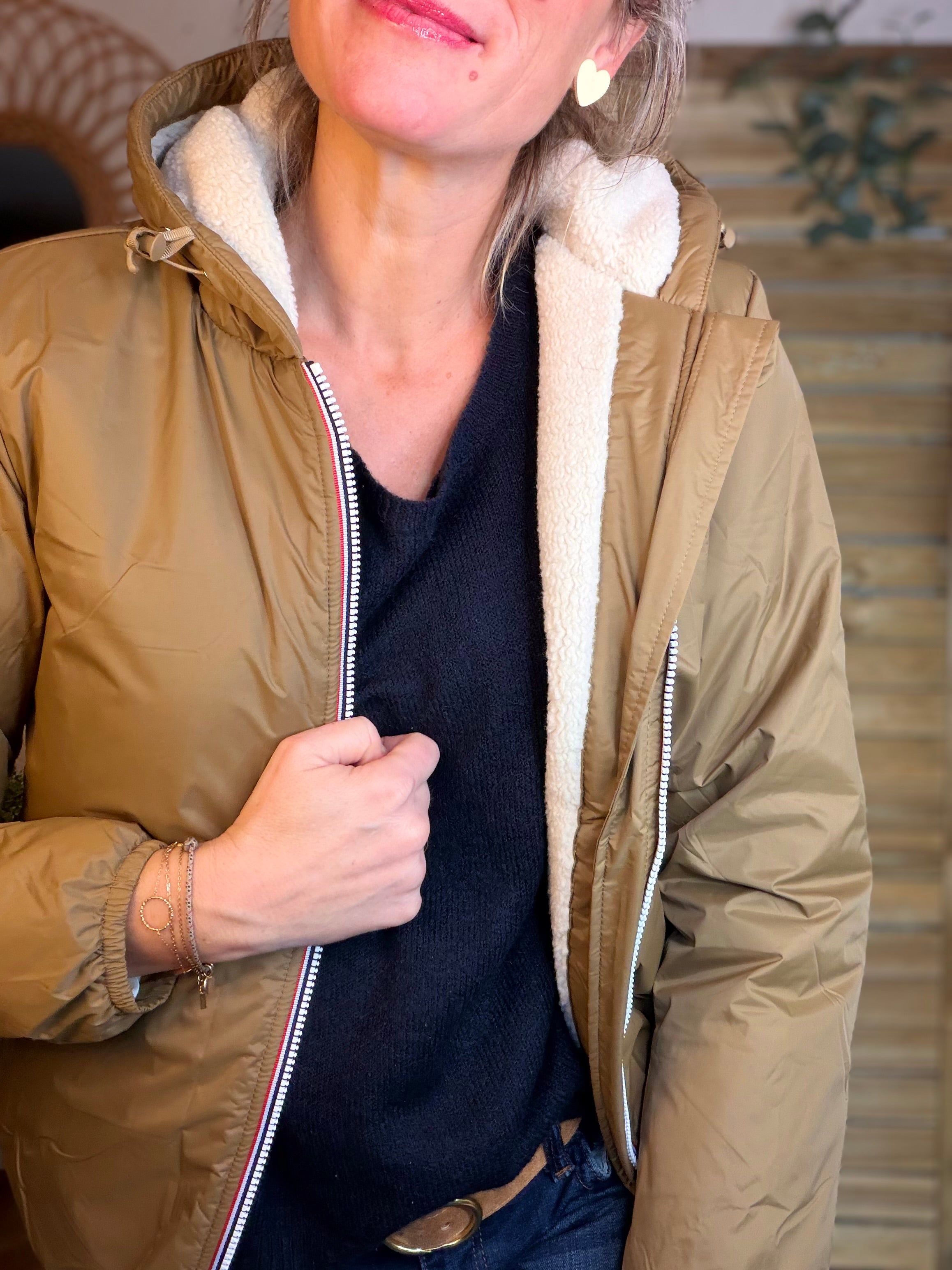 Parka Imperméable LOUISE COURT sherpa - Camel - LAURA JO