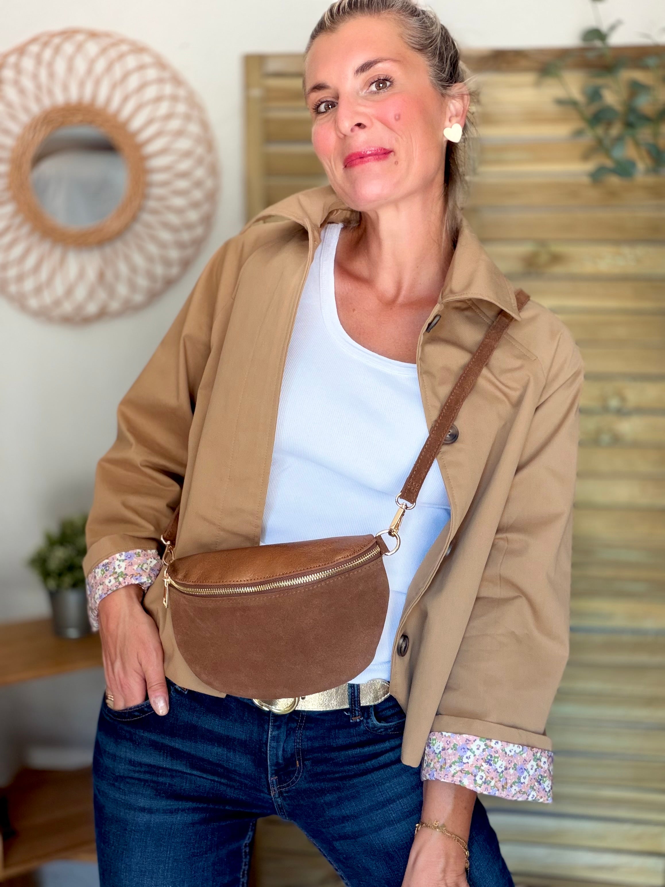 Veste Trench en coton Camel avec Liberty - MAHAUT - LILI et LALA