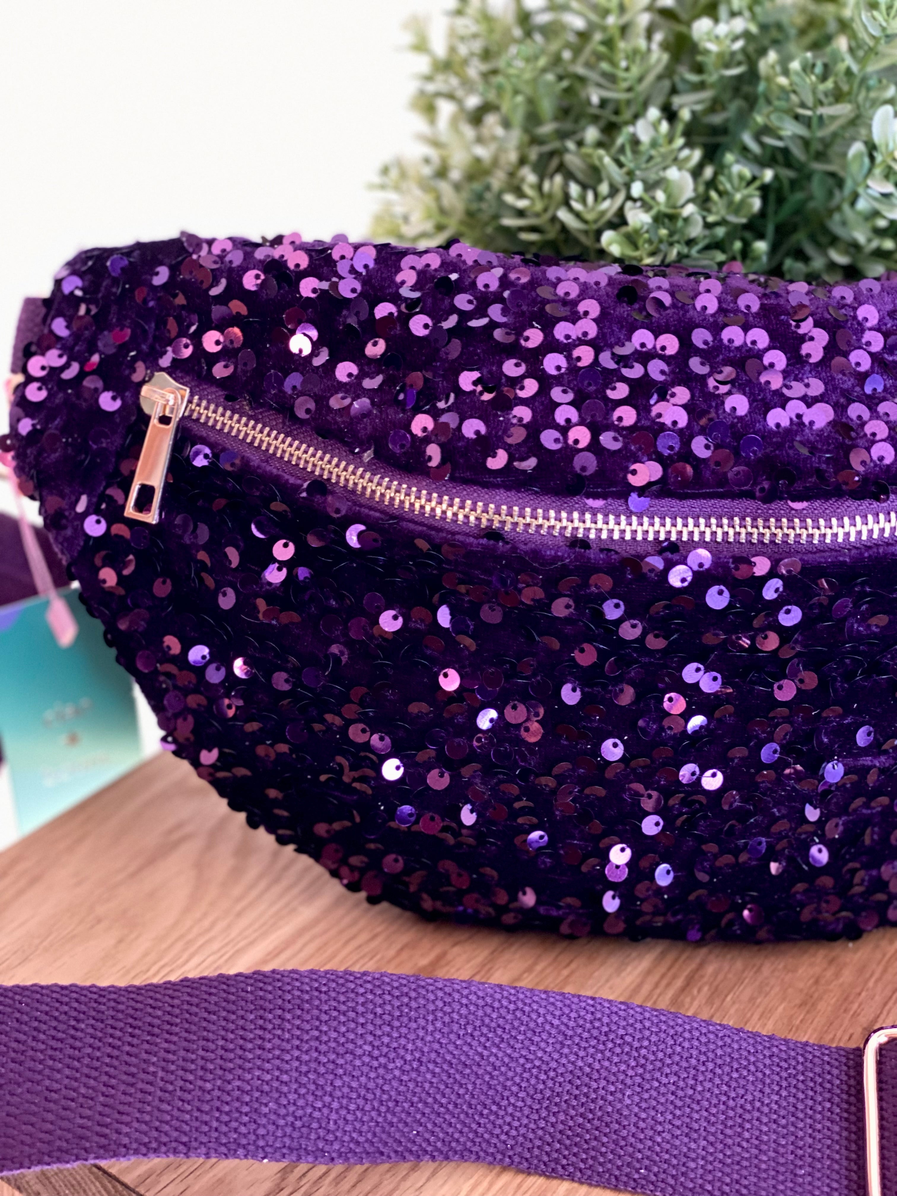 Sac banane L velours à sequins Ciao Boum- TAYLOR - Violet