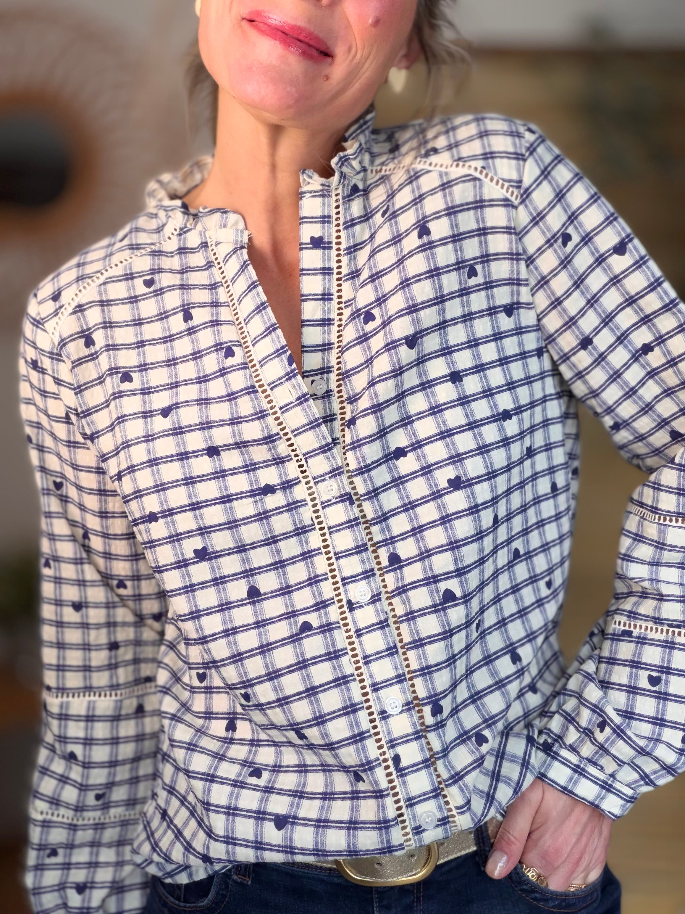 ⚡️ARRIVAGE - Blouse à carreaux et cœurs 💙 LYA bleue
