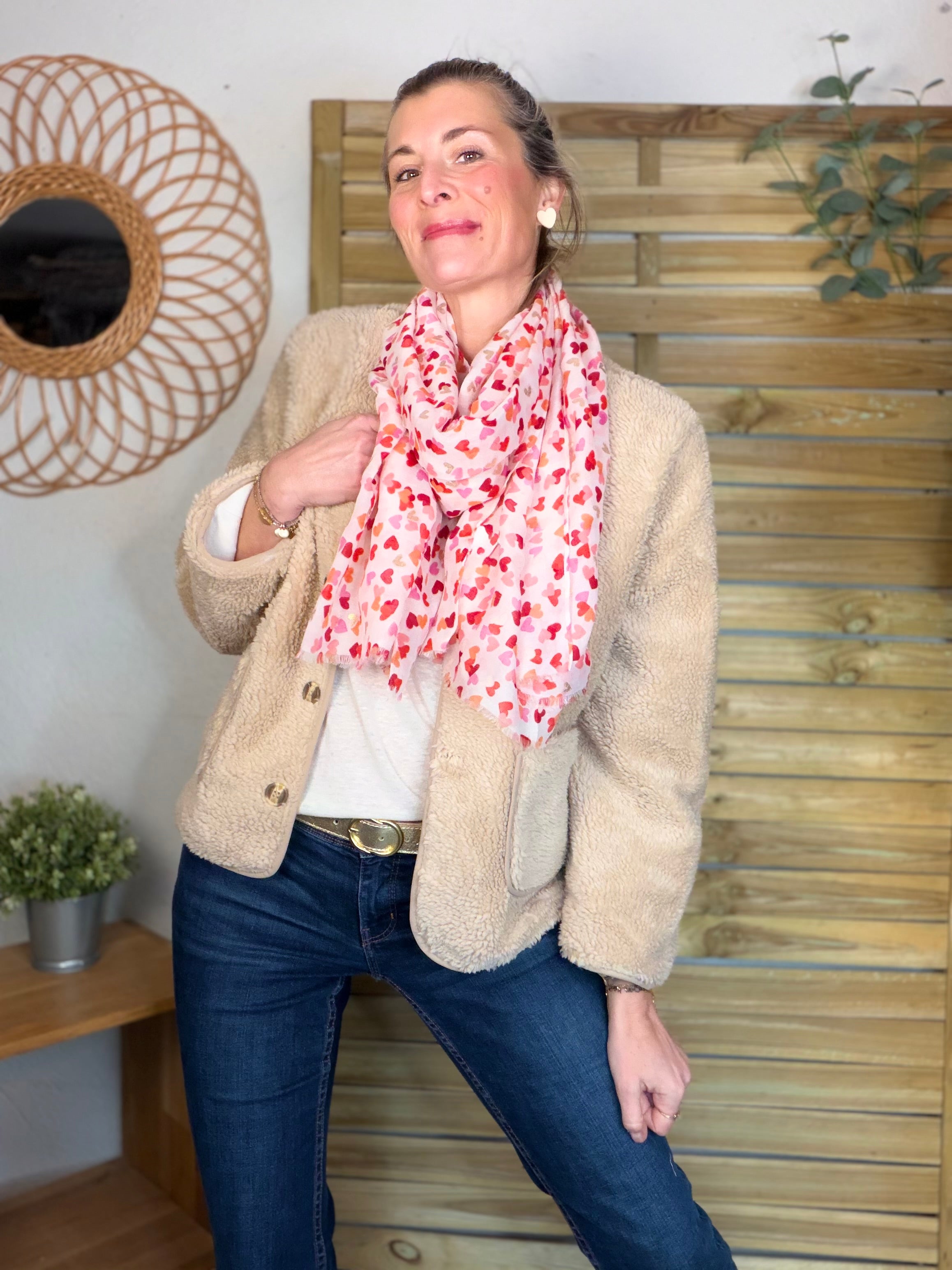 Foulard Cœurs SIGRID - Rouge Rose ❤️💛🩷