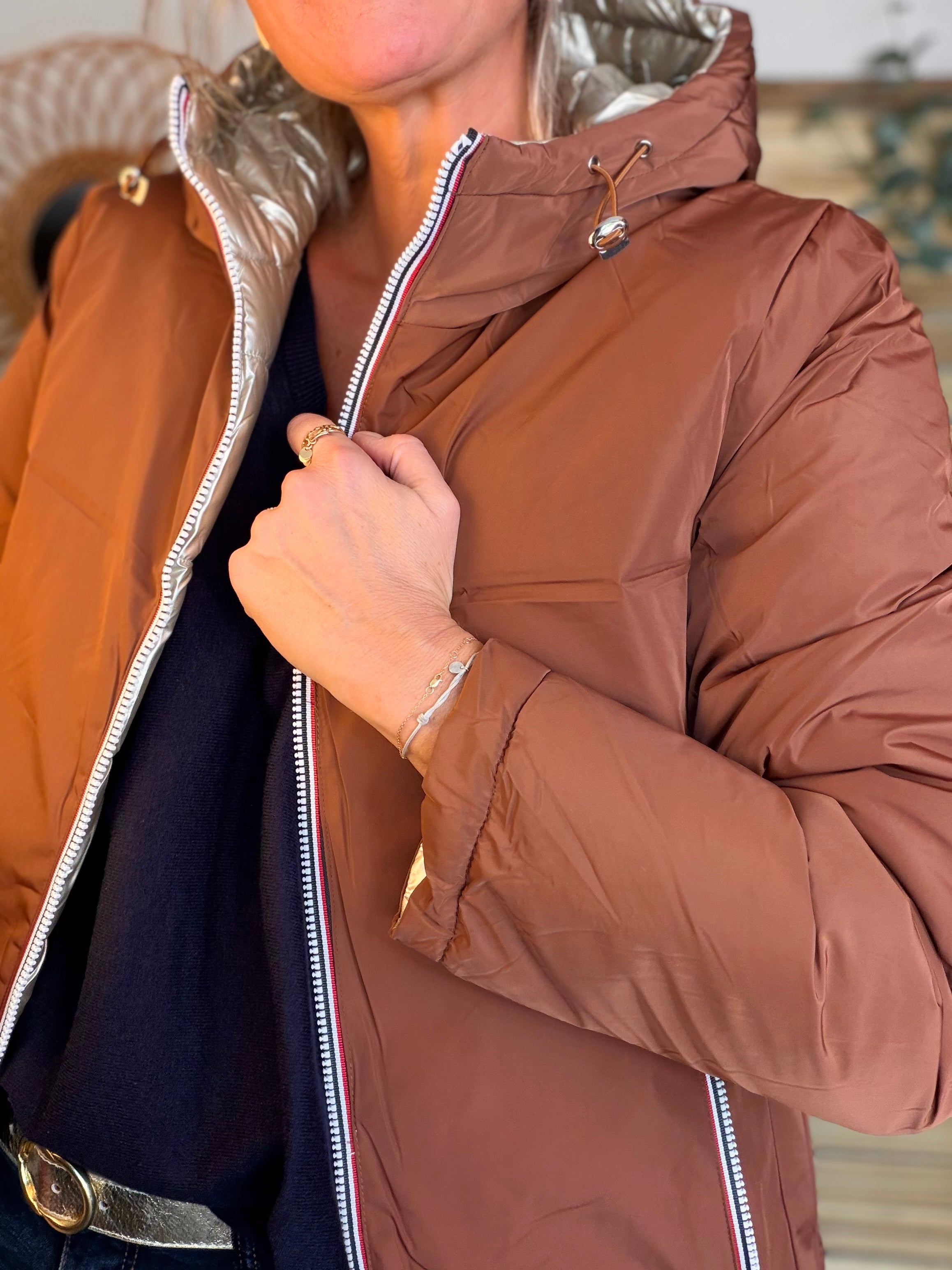 ⚡️PÉPITES FRIDAY - Doudoune imperméable réversible longue ANGÈLE COURT - Rouille choco - MELYA MELODY