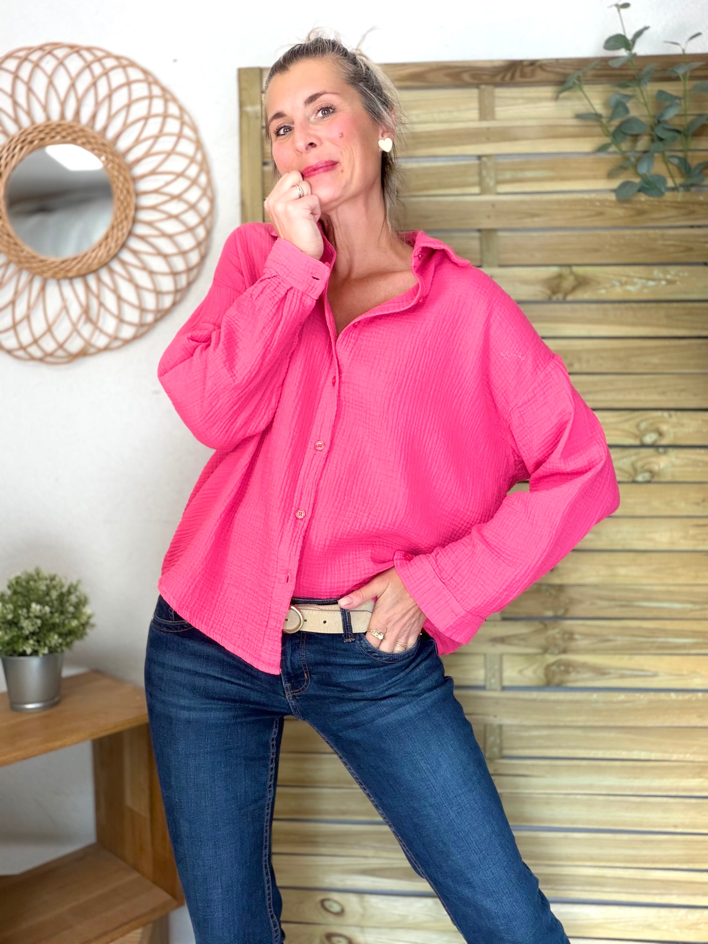 Chemise en gaze de coton ICONIC - ALANIS Rose fuschia