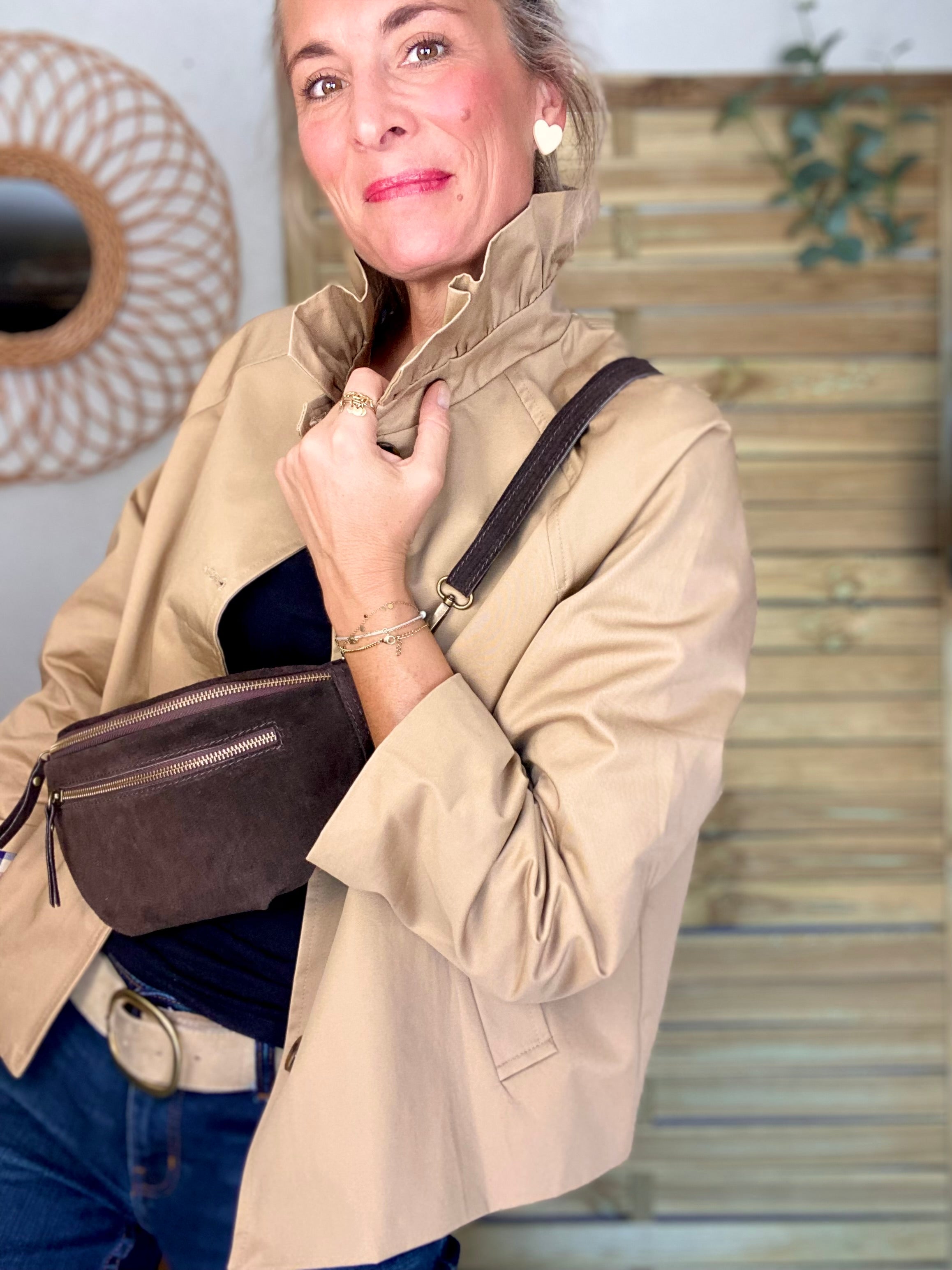 Veste Trench col victorien avec vichy - VICKY Beige
