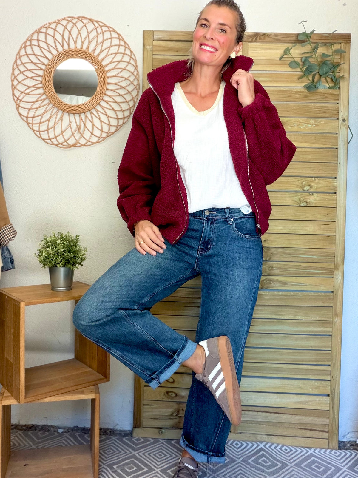 Pantalon Jean coupe barrel LÉON Bleu