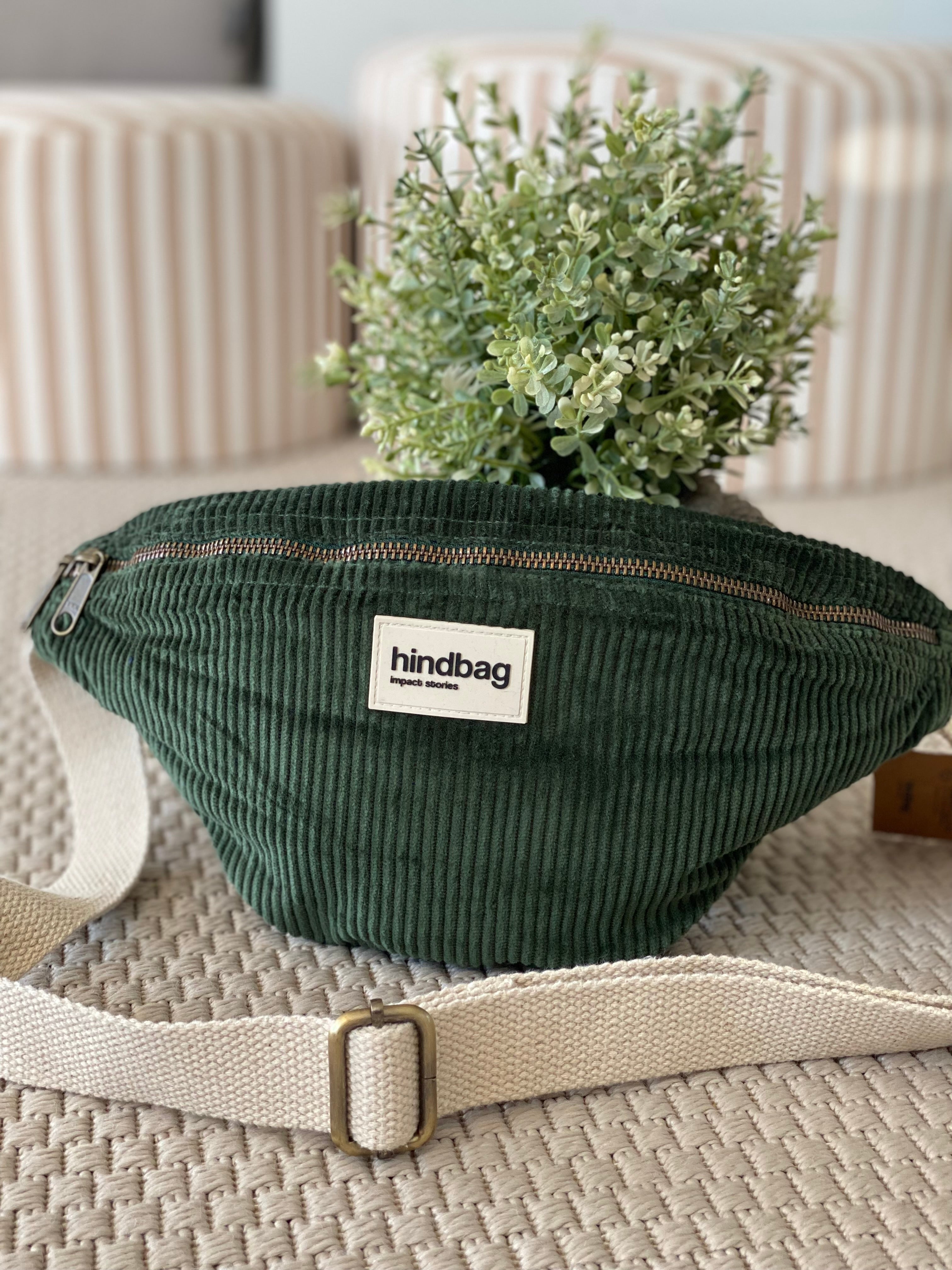Sac banane HINDBAG Olivia Velours Vert Sapin