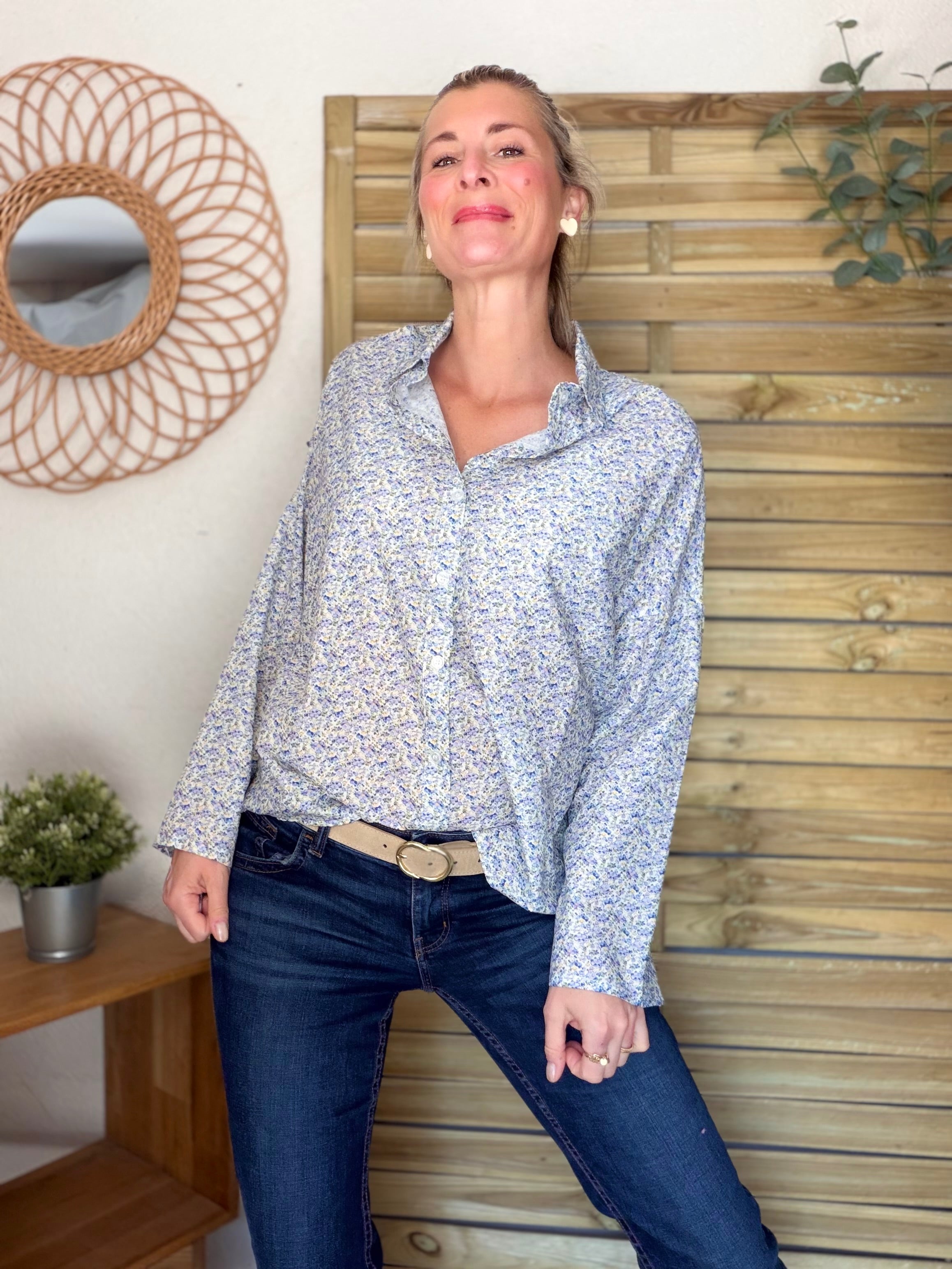 Chemise imprimée Liberty AZÉLIE Bleu