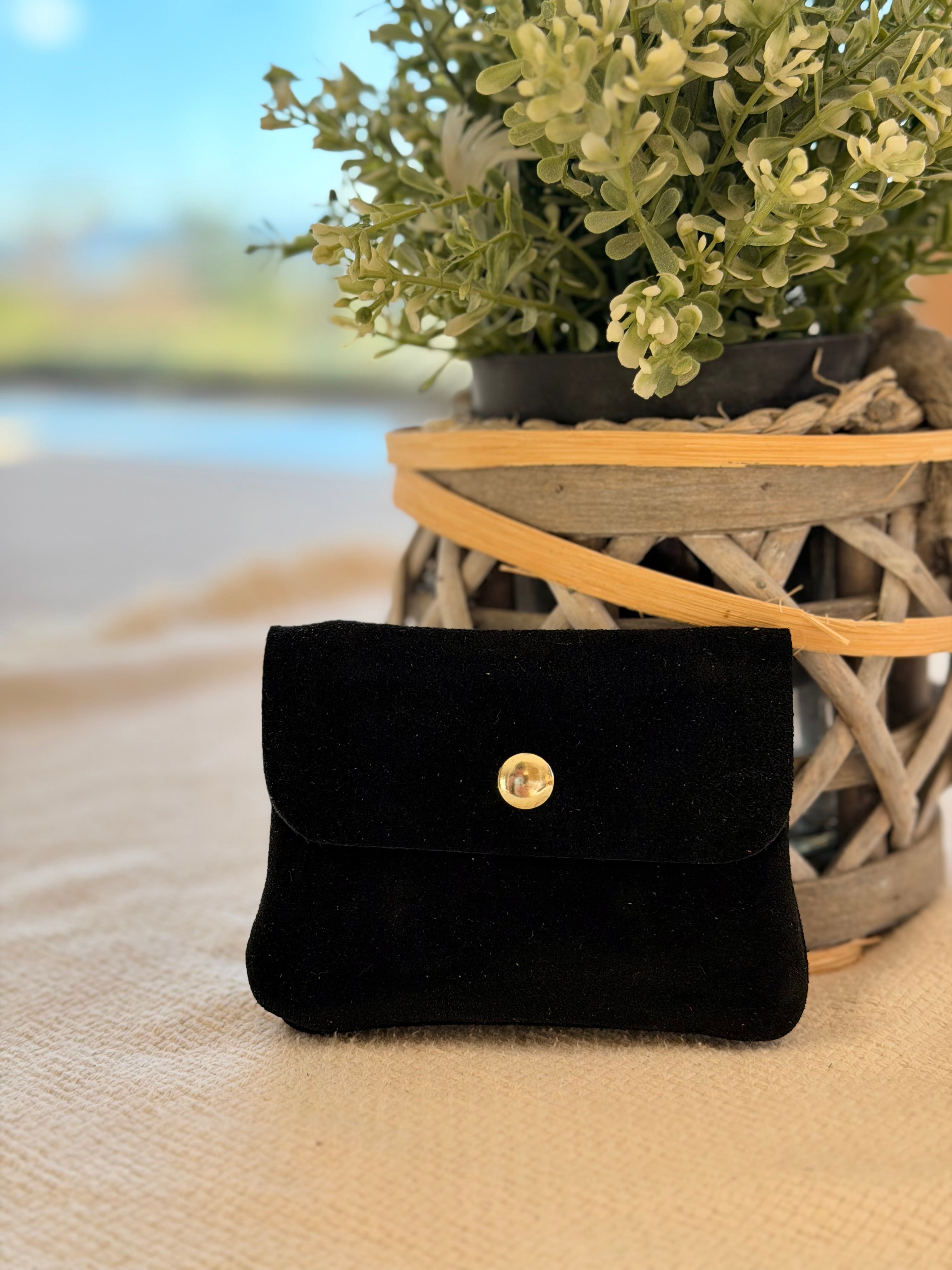 Porte monnaie / porte carte en cuir daim ACHILLE