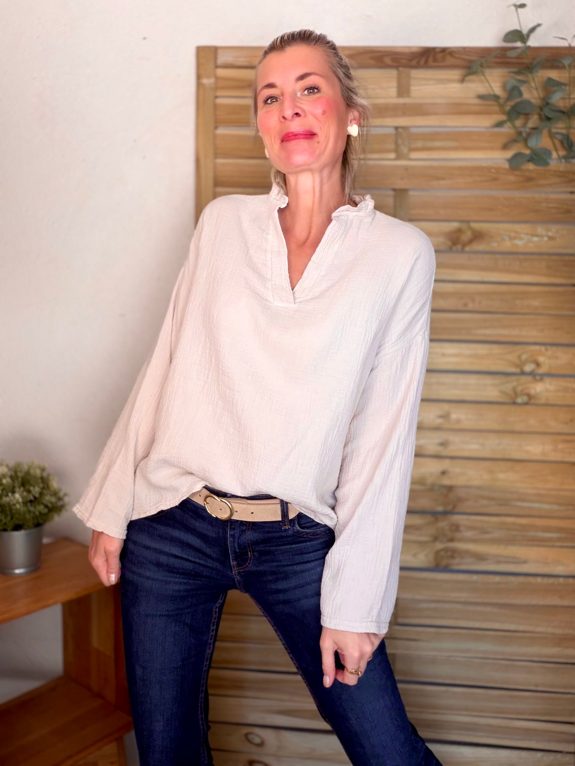 Blouse en gaze de coton SIERRA Beige