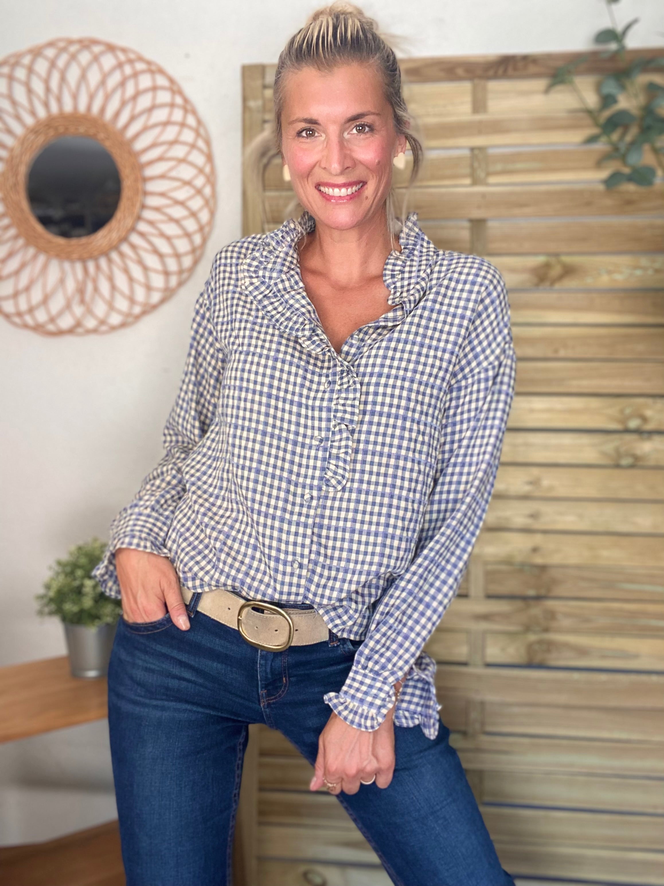 Blouse Vichy Bleu Jean SOLVEIG  lol
