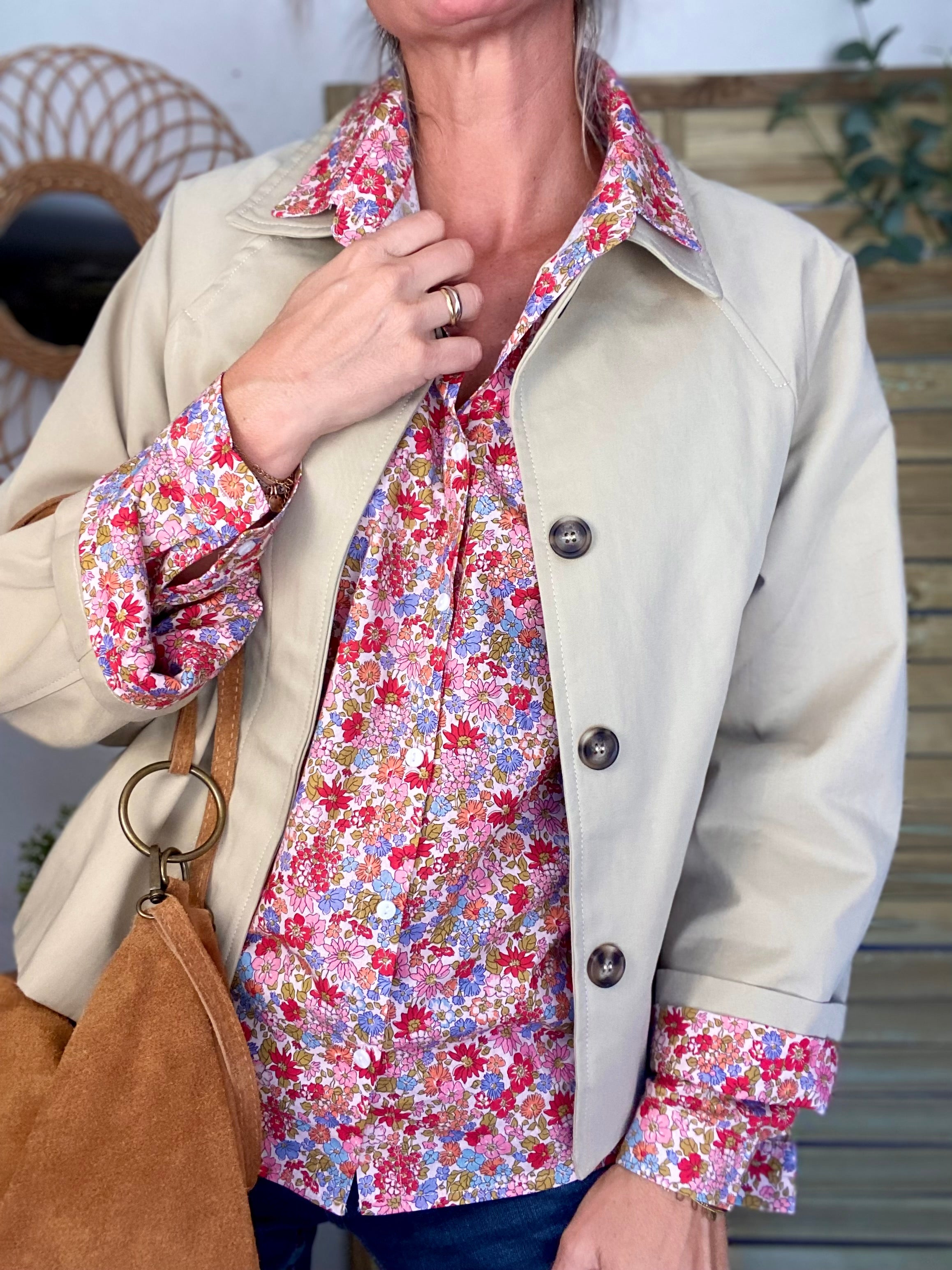 Chemise en coton imprimé Liberty 🌸 et coeur doré 💛 LISE