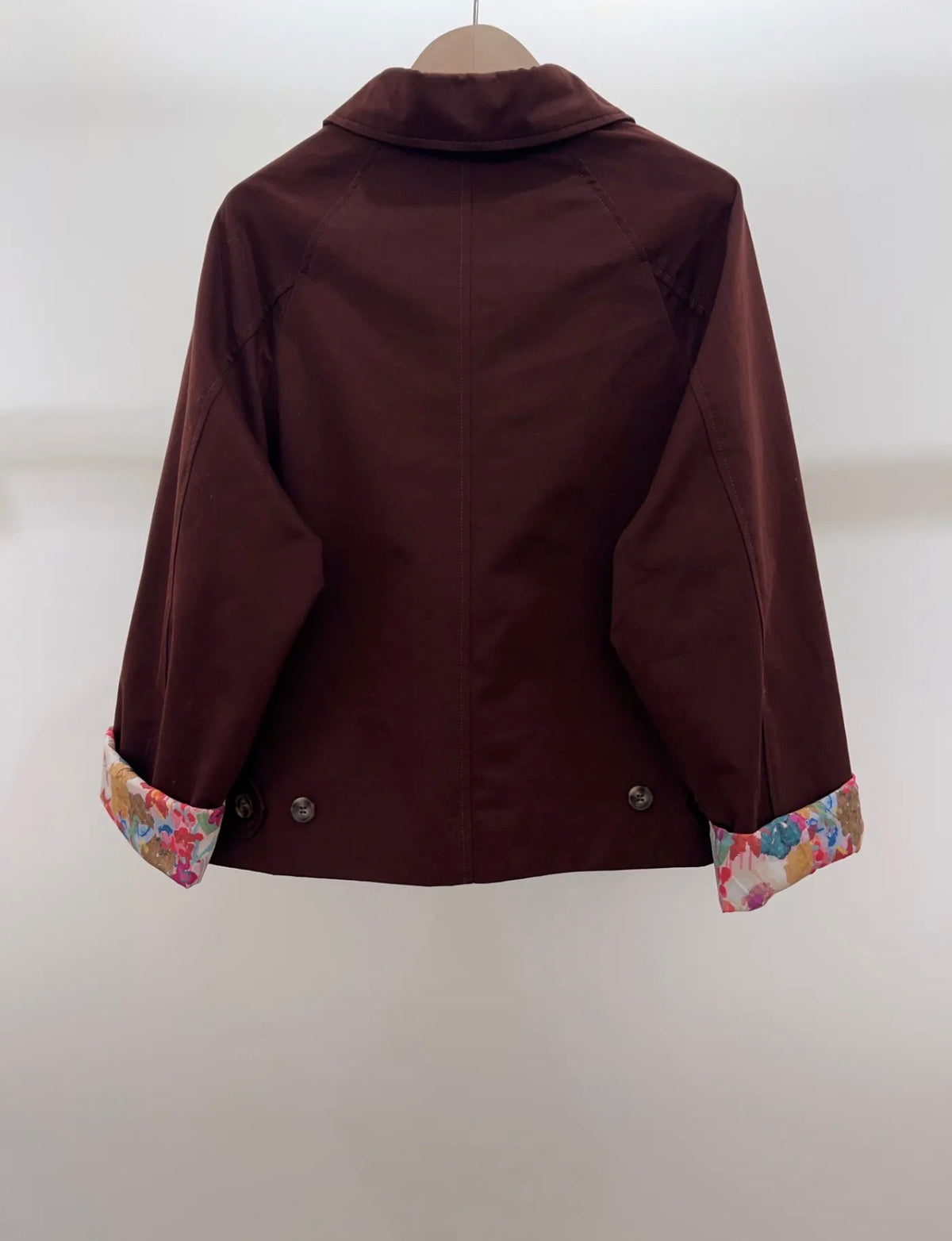 Veste Trench en coton Bordeaux fleuri - MAHAUT - LILI et LALA