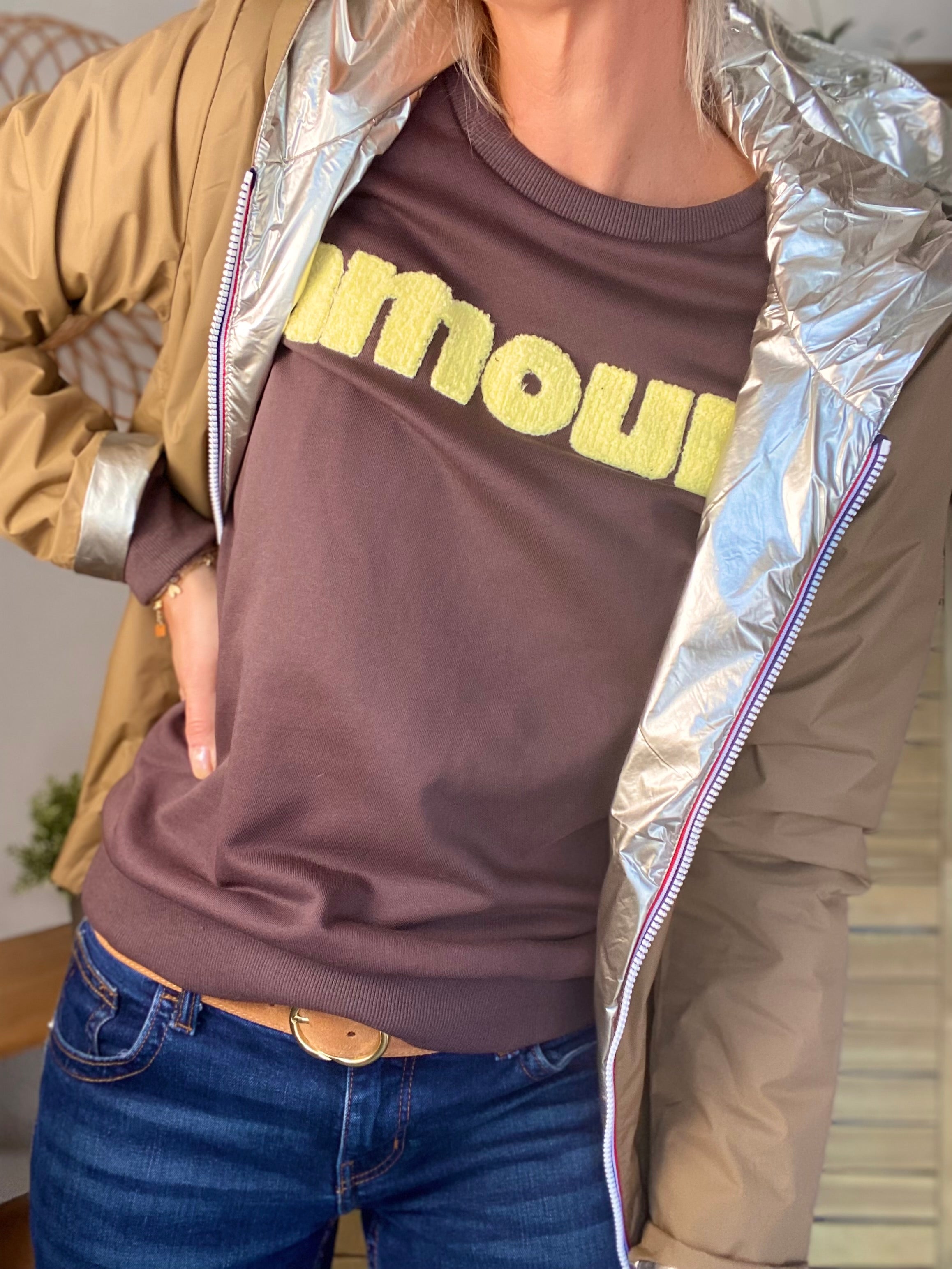 Sweat amour DORIA - Choco / Jaune