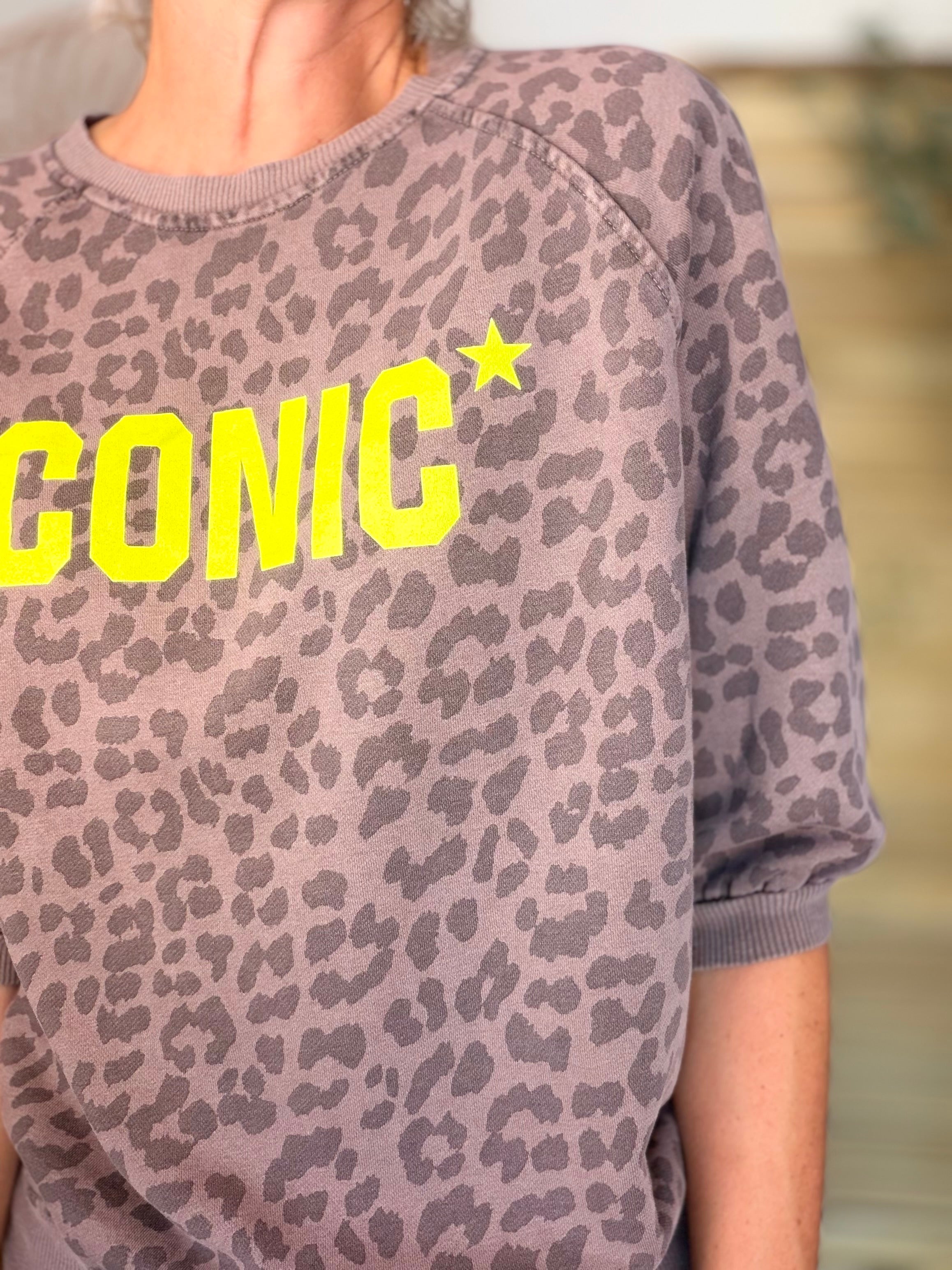 Sweat ICONIC Léo - ANGELA Café Jaune fluo