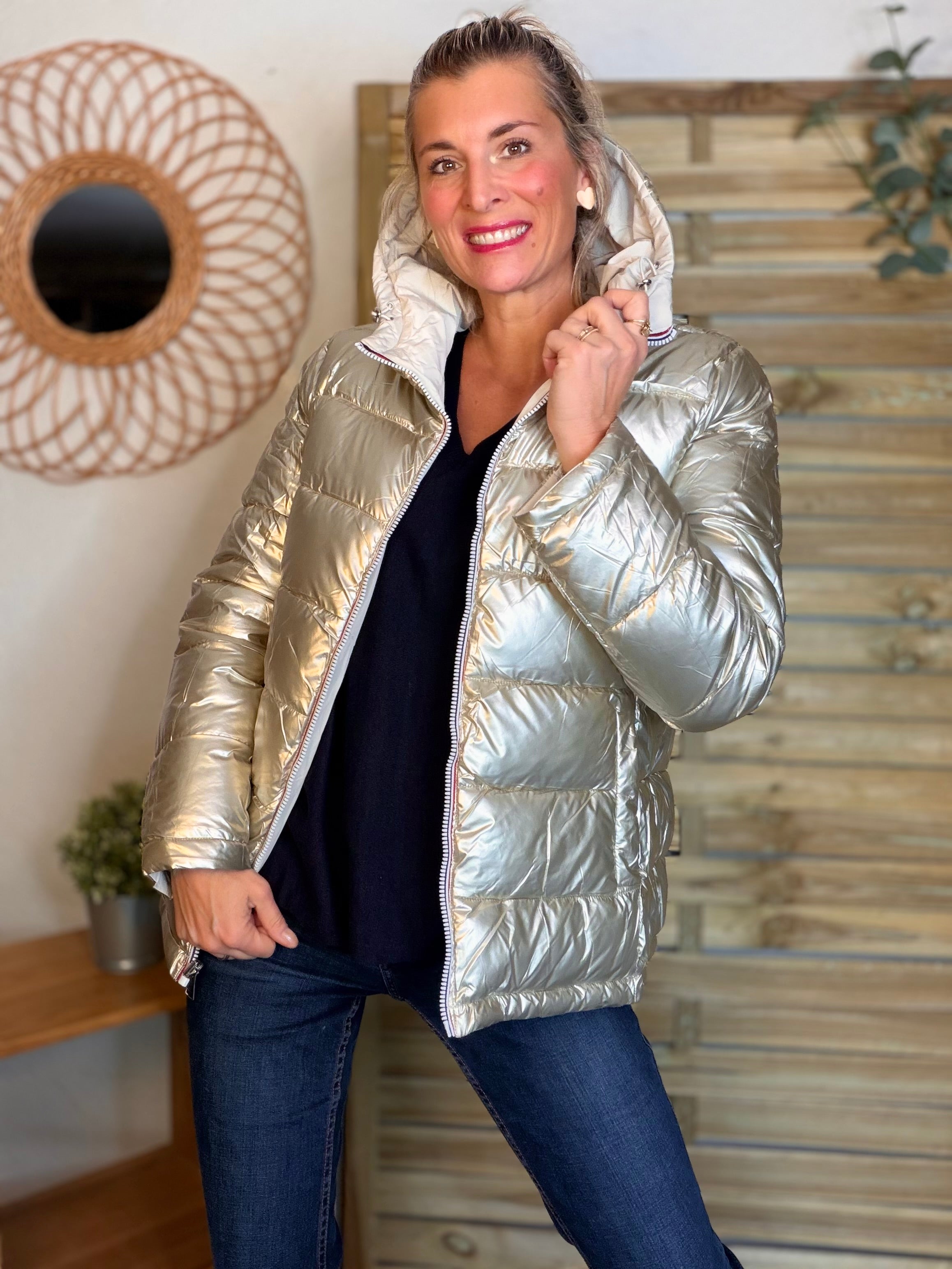 ⚡️PÉPITES FRIDAY - Doudoune imperméable réversible longue ANGÈLE COURT - Écru - MELYA MELODY