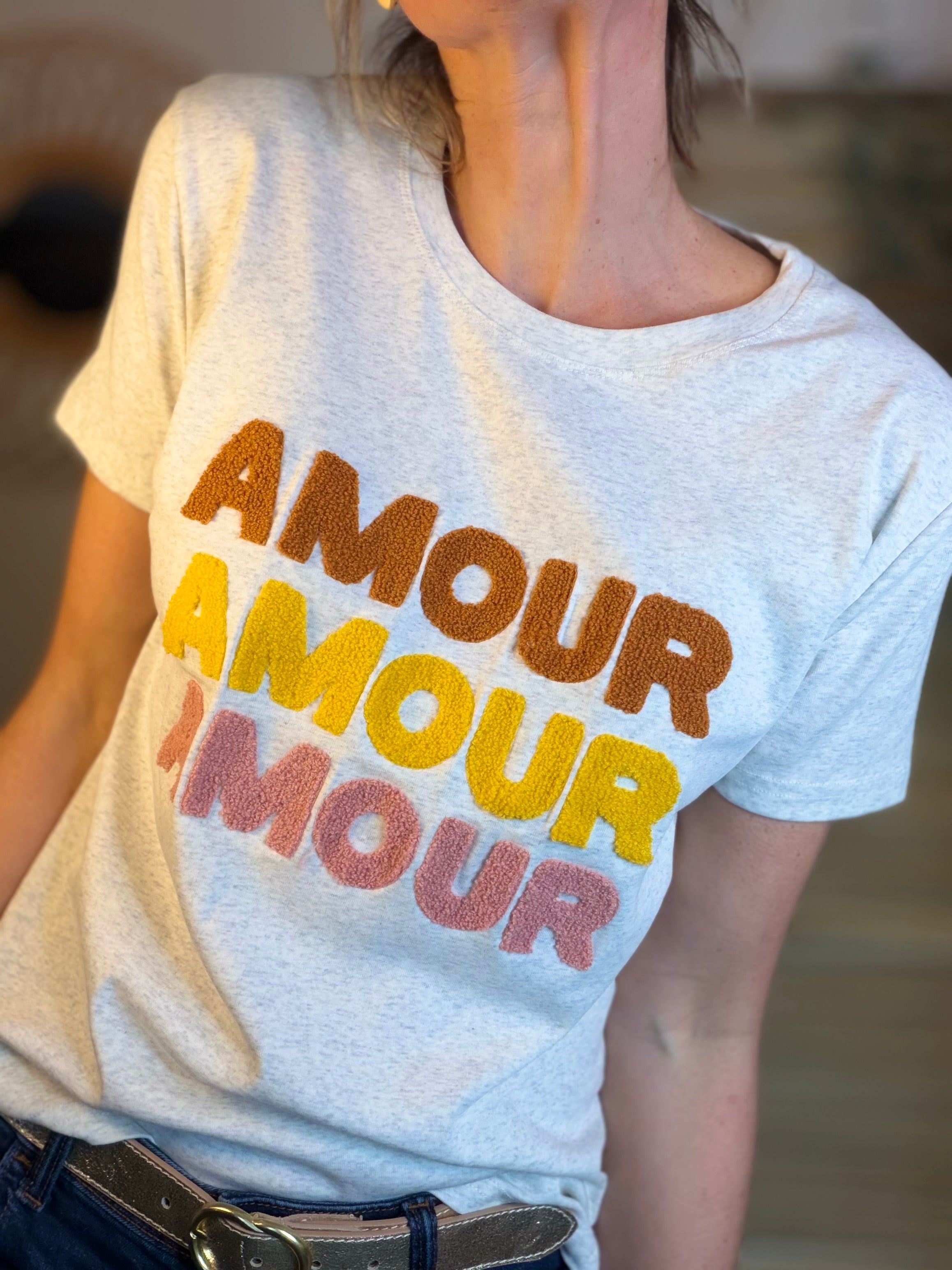Tee shirt 3 x amour LÉA Beige