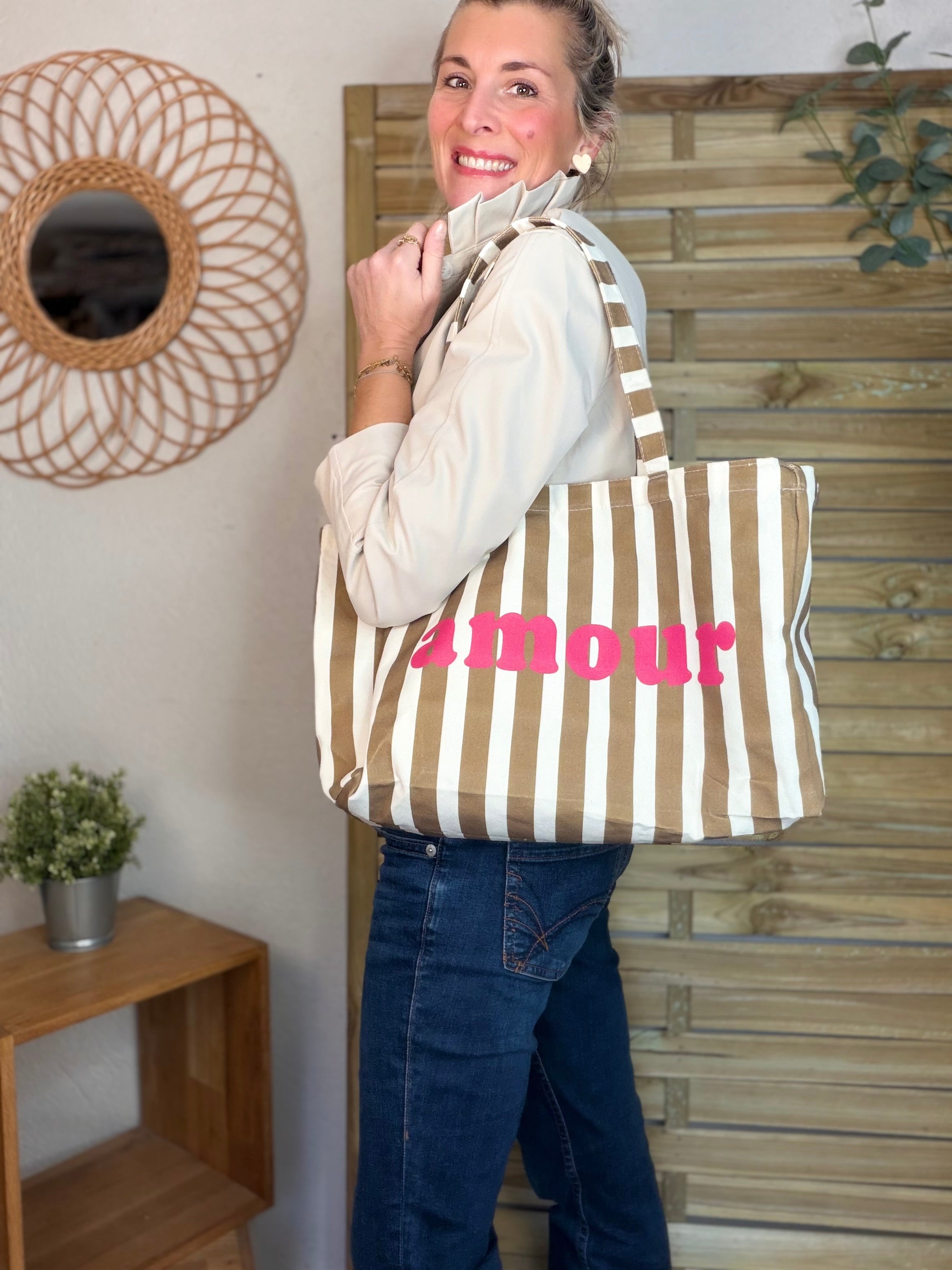 Grand Tote bag rayé amour BELLY