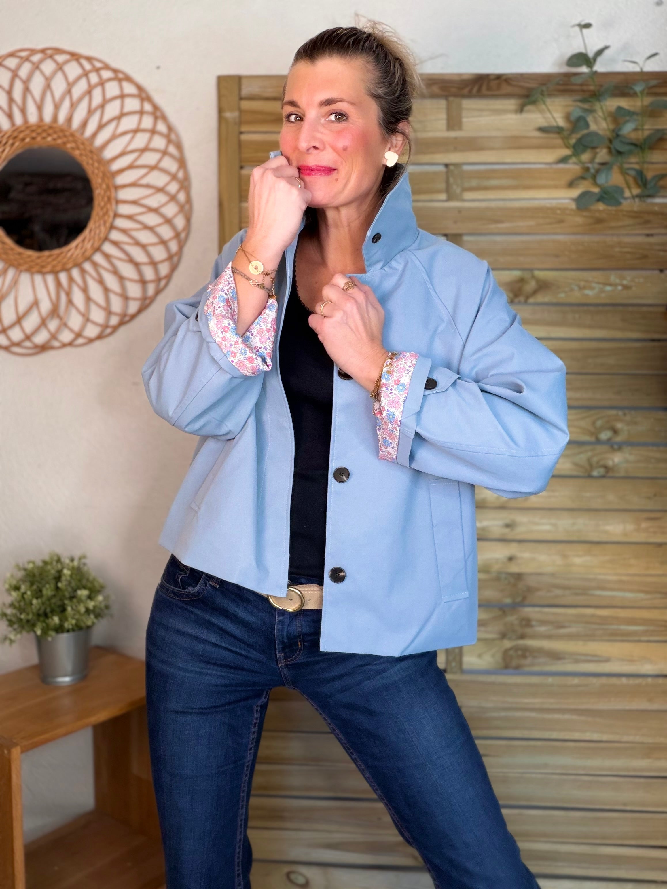 Veste Trench avec Liberty - MADELEINE Bleu ciel