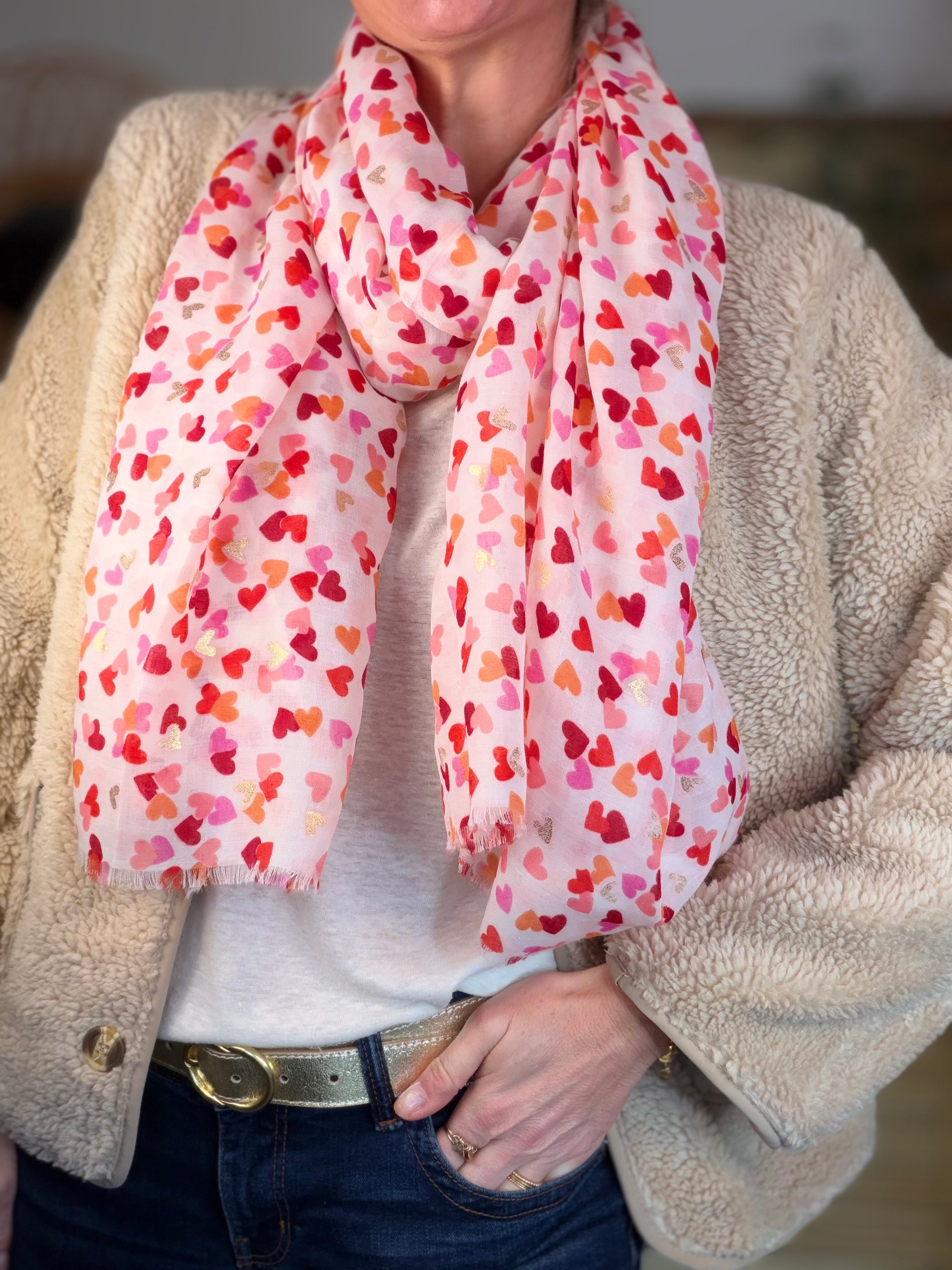 Foulard Cœurs SIGRID - Rouge Rose ❤️💛🩷